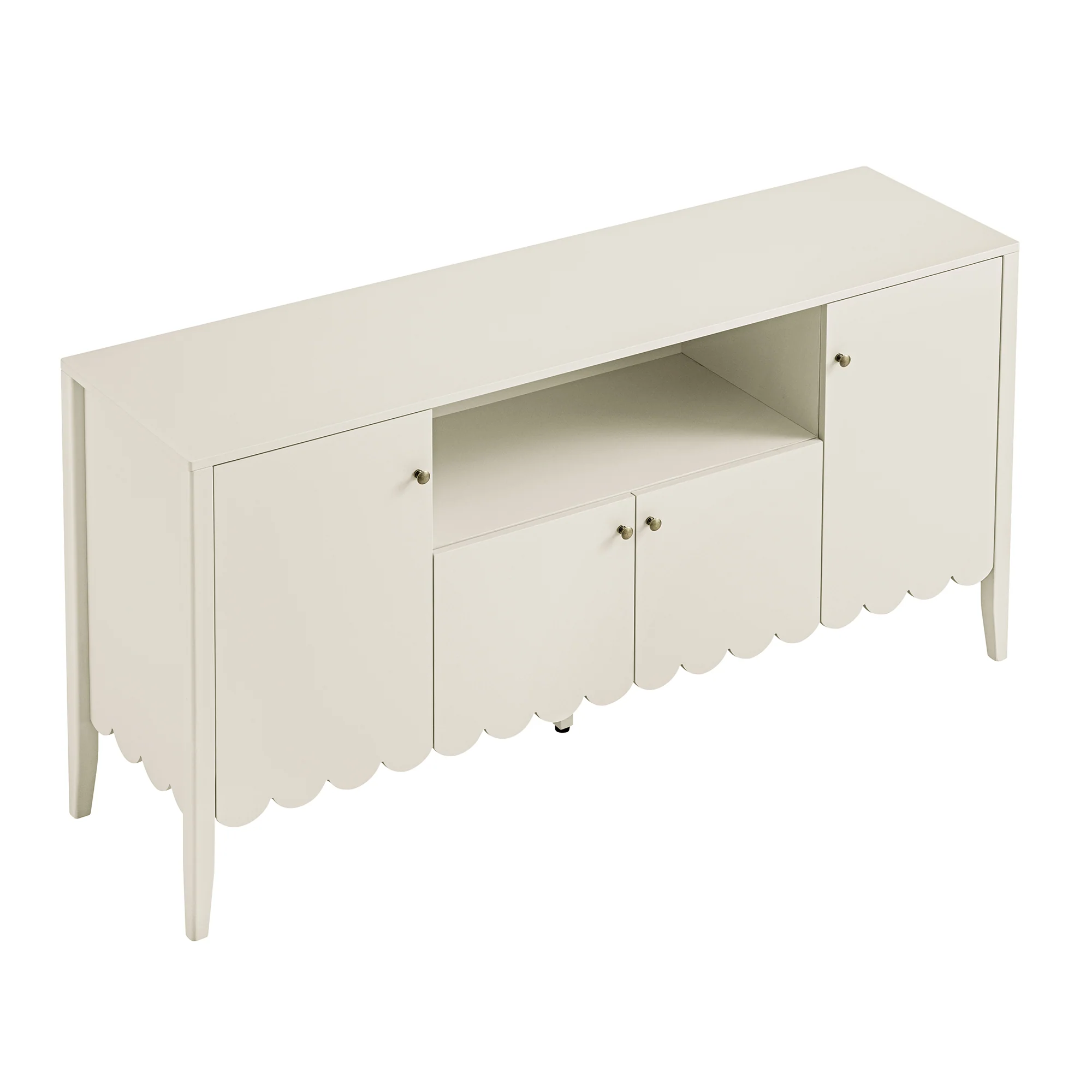 Henley Scalloped Edge 150cm Wide Sideboard with Open Shelf, Light Sand - Image 10