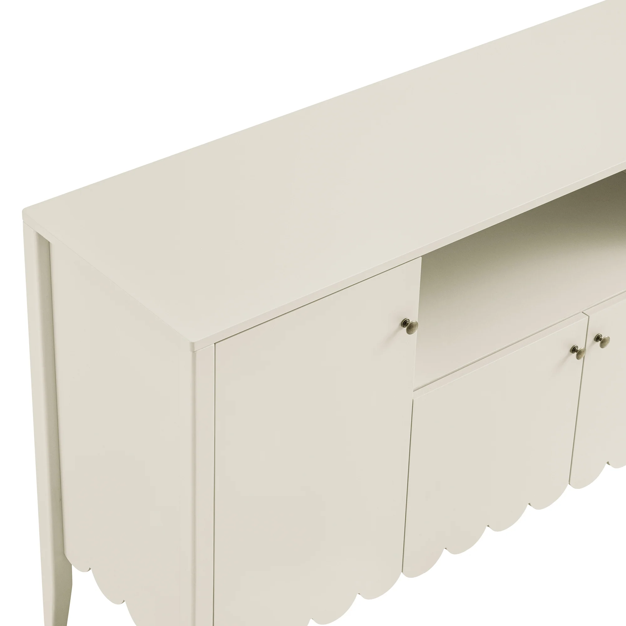 Henley Scalloped Edge 150cm Wide Sideboard with Open Shelf, Light Sand - Image 14