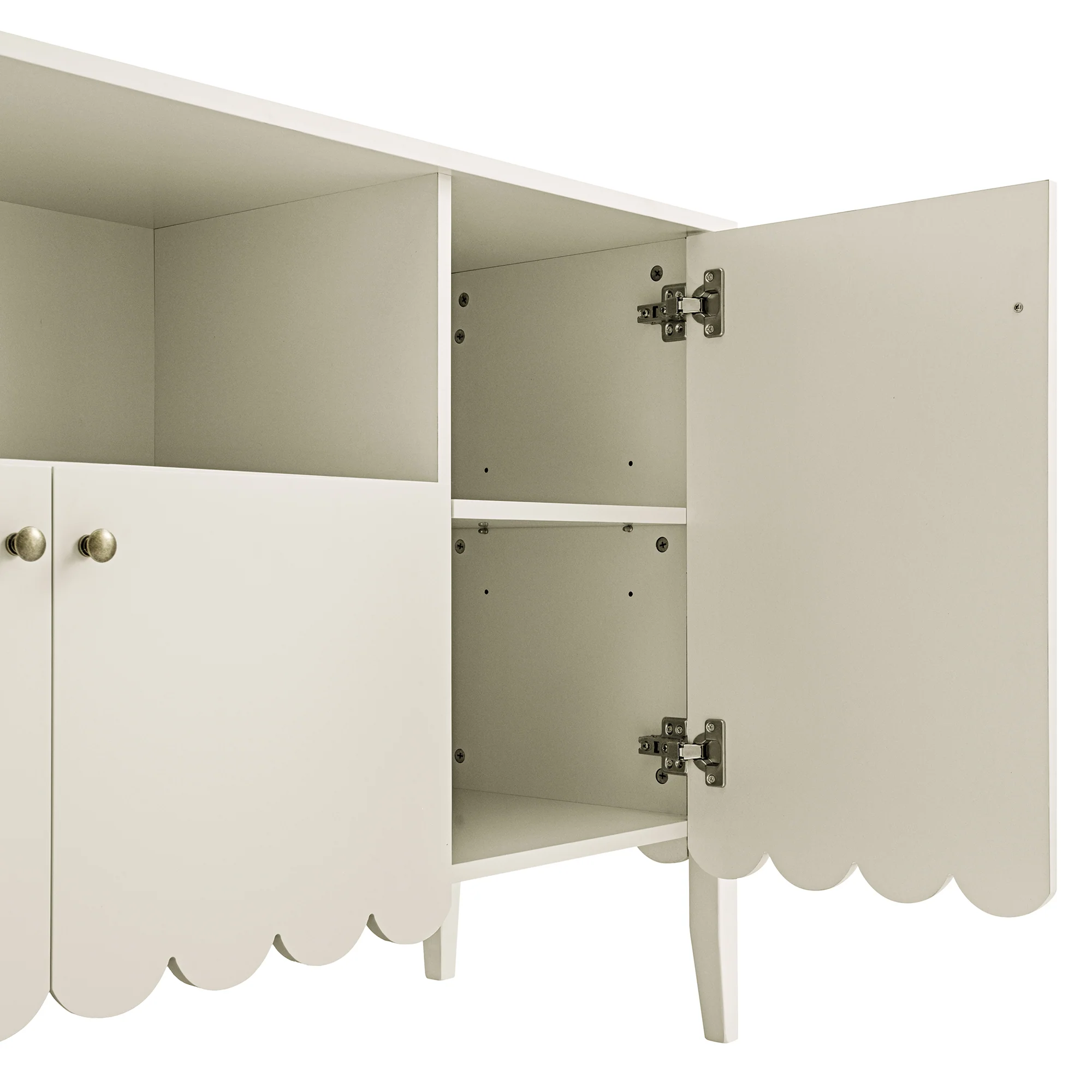 Henley Scalloped Edge 150cm Wide Sideboard with Open Shelf, Light Sand - Image 15