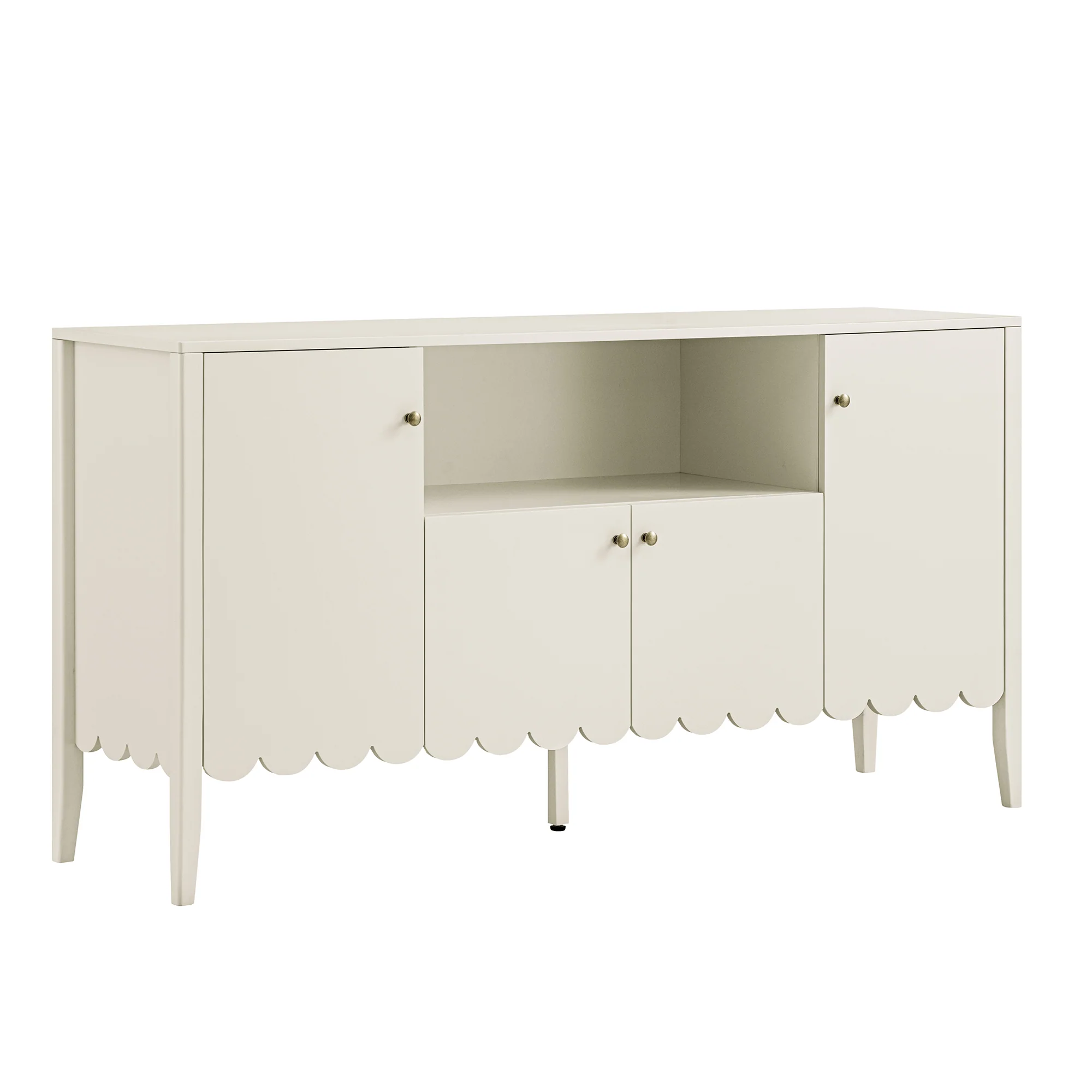 Henley Scalloped Edge 150cm Wide Sideboard with Open Shelf, Light Sand - Image 6