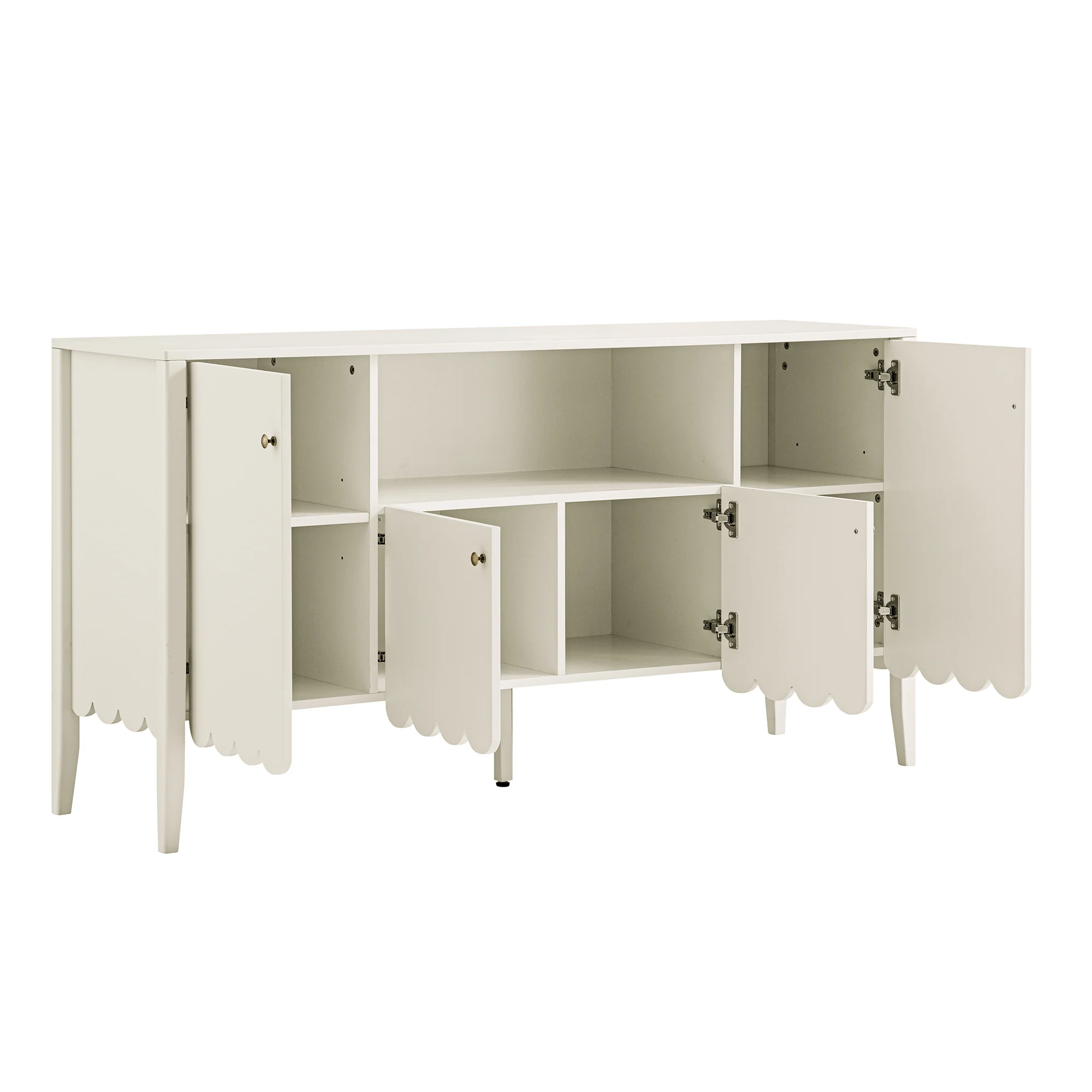 Henley Scalloped Edge 150cm Wide Sideboard with Open Shelf, Light Sand - Image 8
