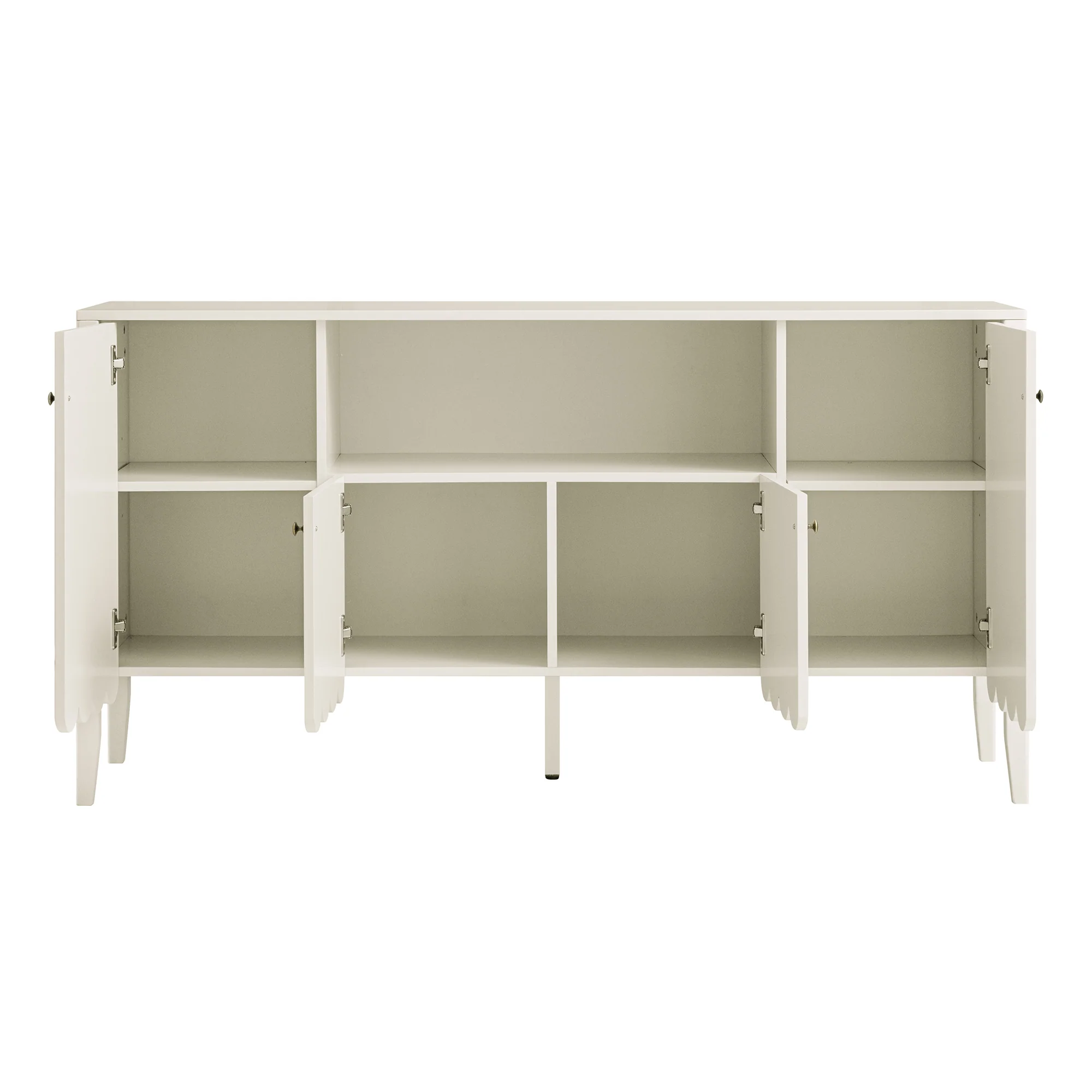 Henley Scalloped Edge 150cm Wide Sideboard with Open Shelf, Light Sand - Image 9