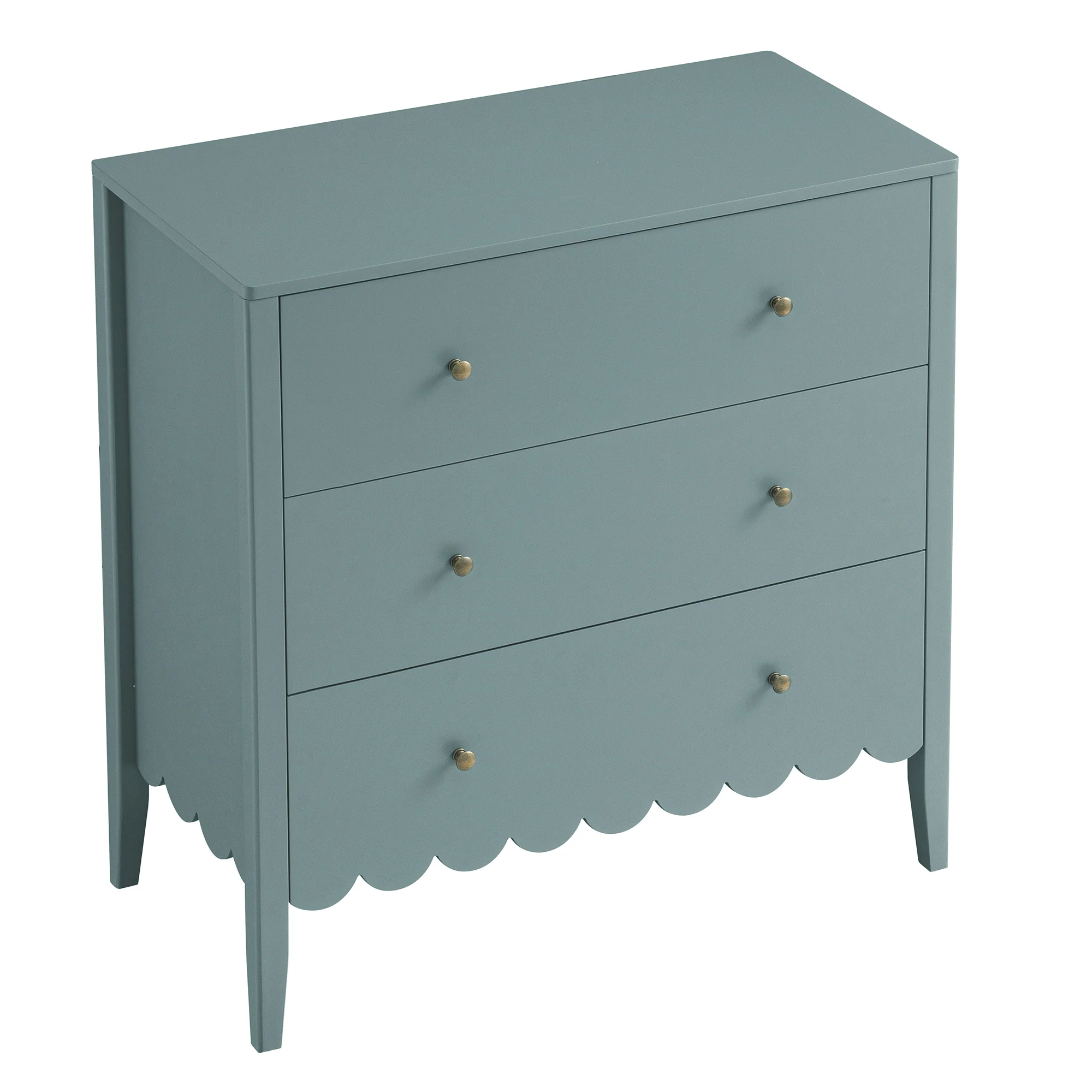 Henley Scalloped Edge 3 Drawer Chest, Blue Spruce - Image 10