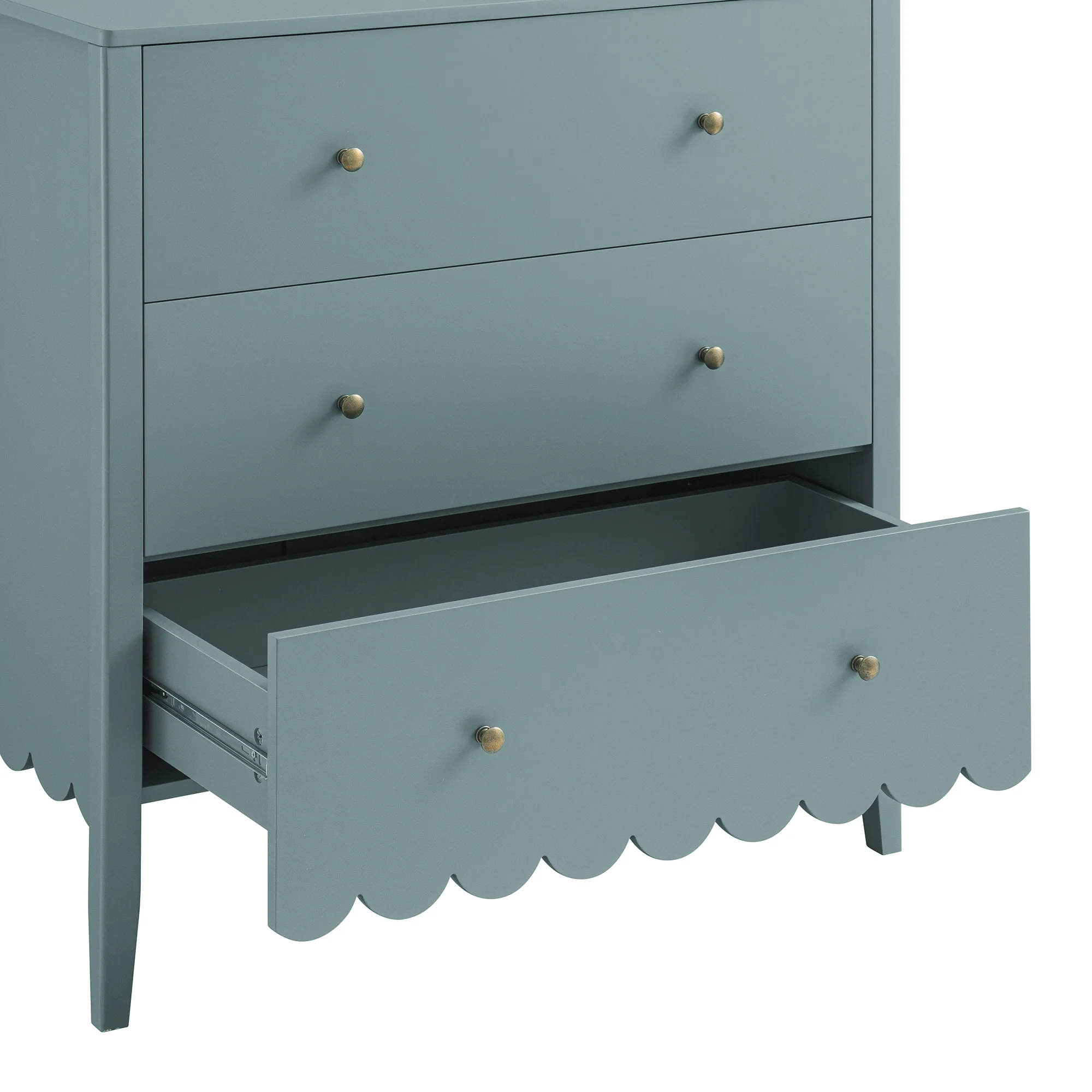 Henley Scalloped Edge 3 Drawer Chest, Blue Spruce - Image 13