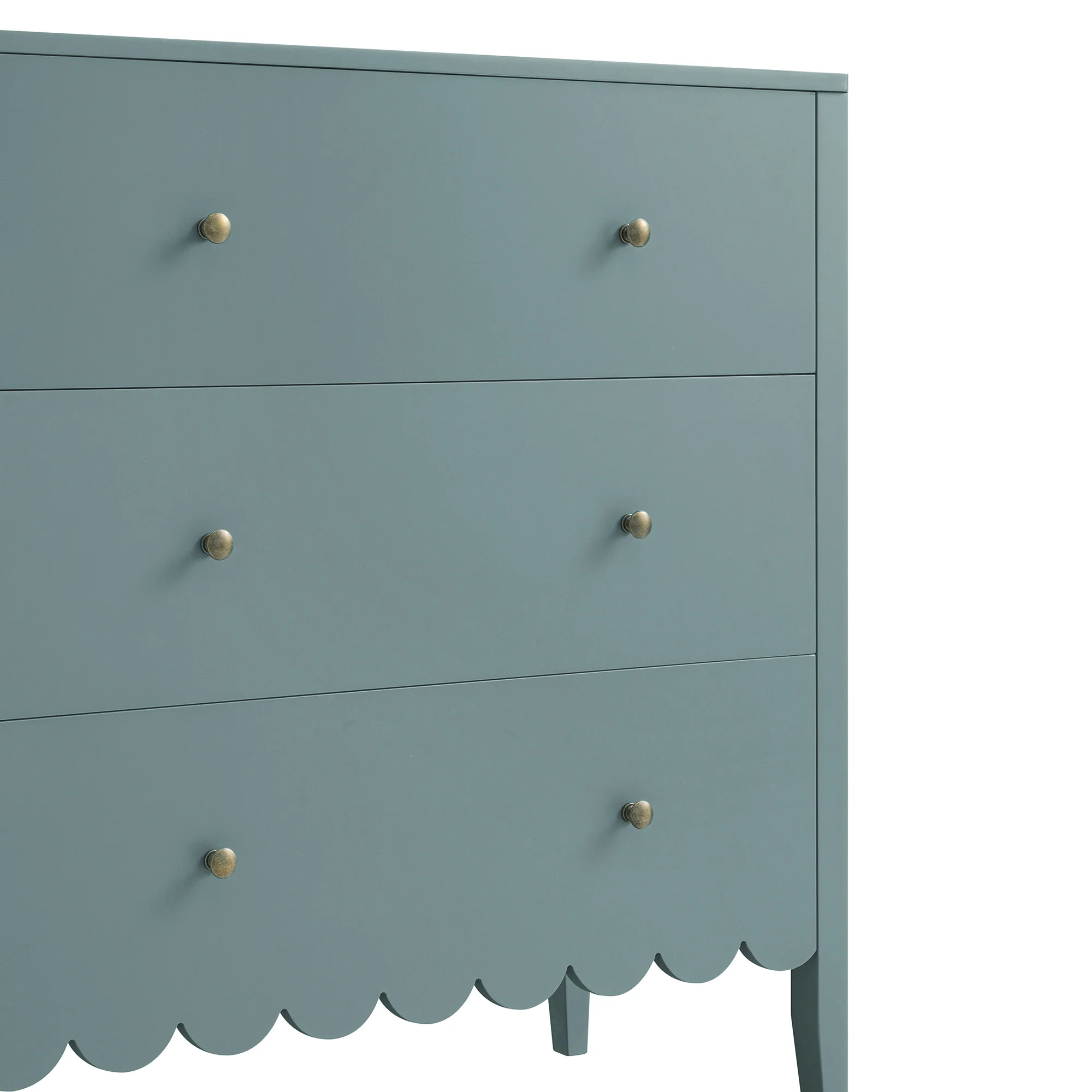 Henley Scalloped Edge 3 Drawer Chest, Blue Spruce - Image 14