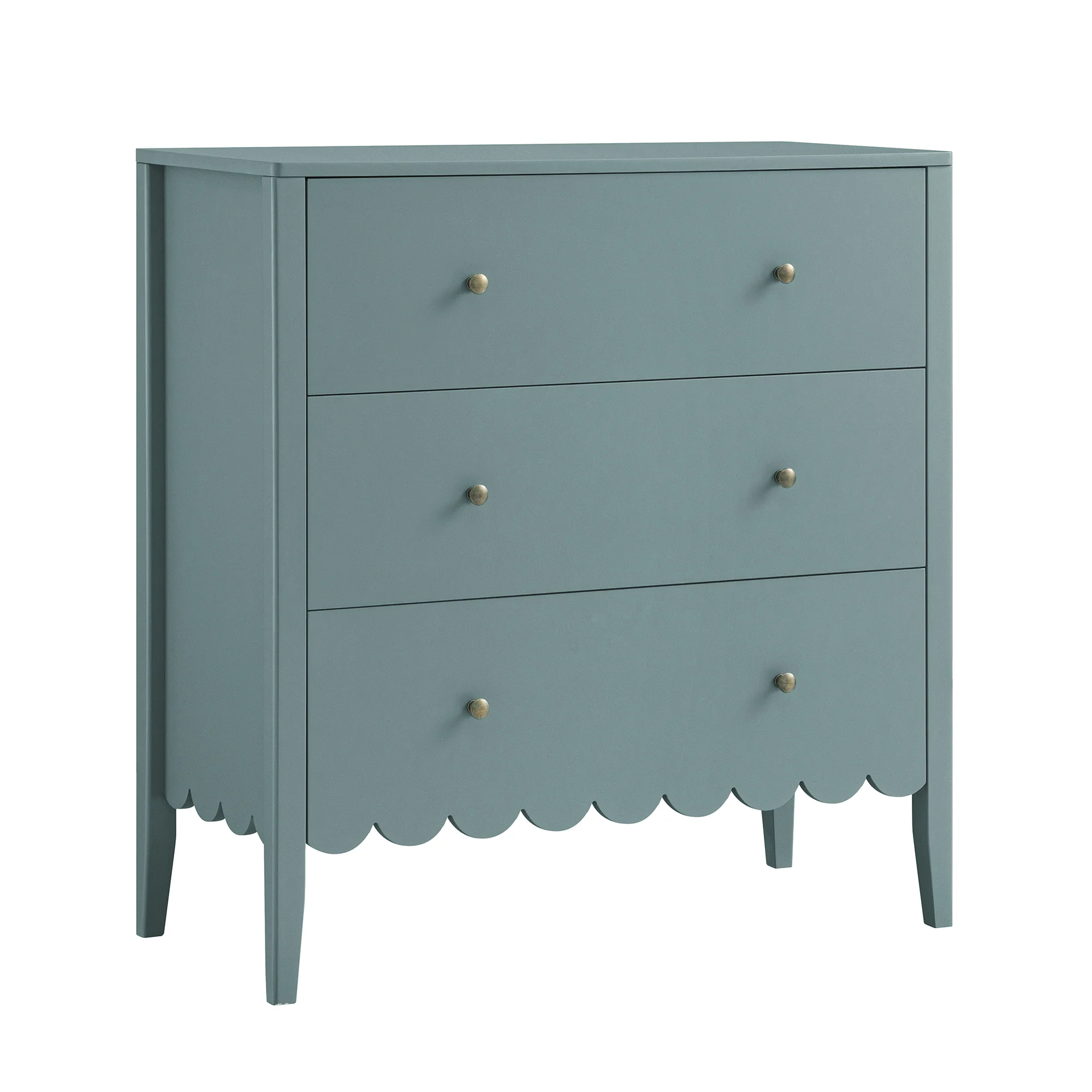 Henley Scalloped Edge 3 Drawer Chest, Blue Spruce - Image 7
