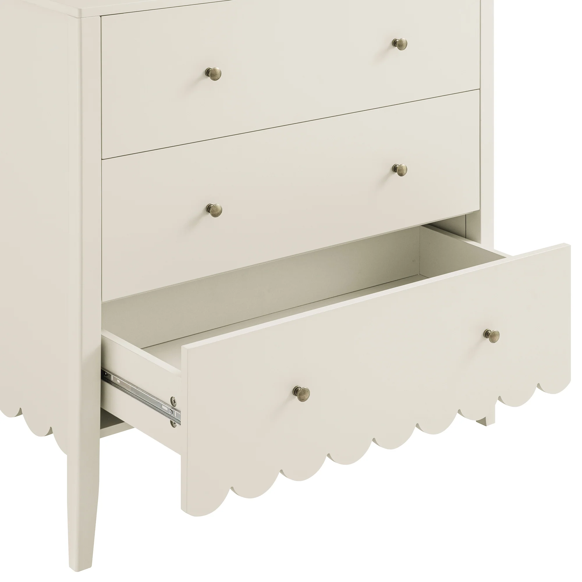 Henley Scalloped Edge 3 Drawer Chest, Light Sand - Image 12
