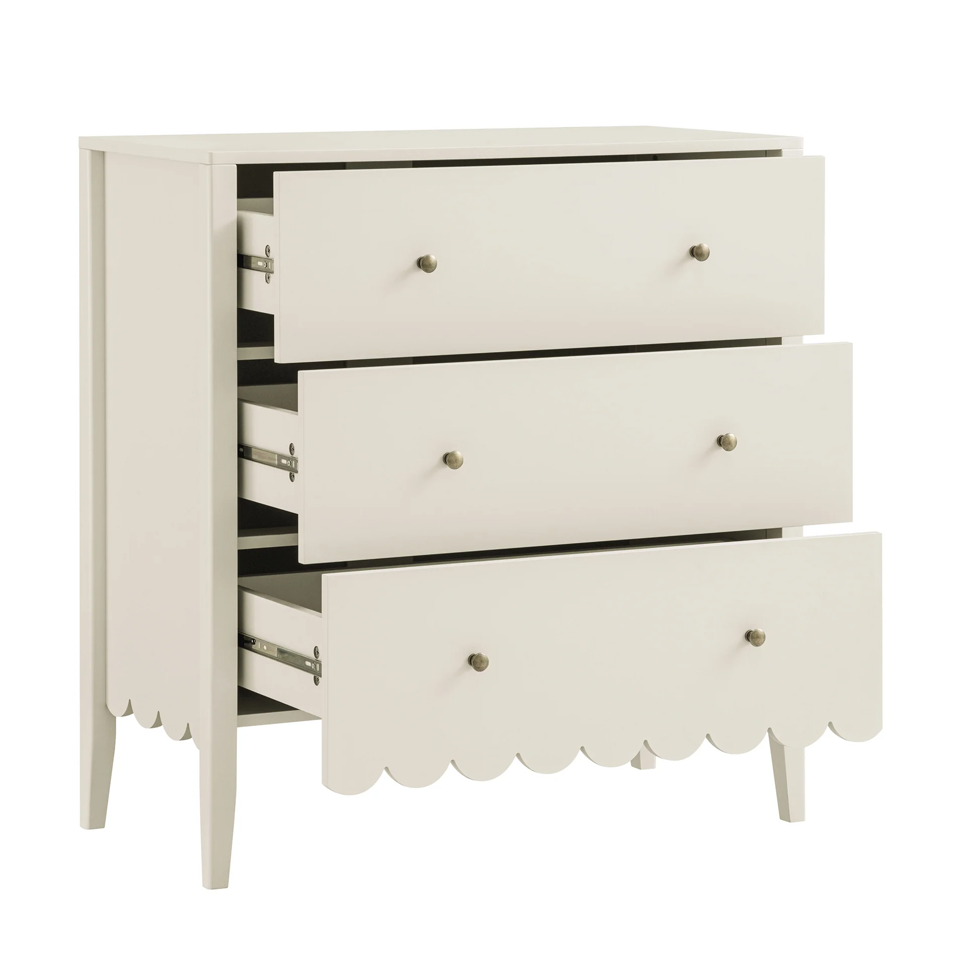 Henley Scalloped Edge 3 Drawer Chest, Light Sand - Image 8
