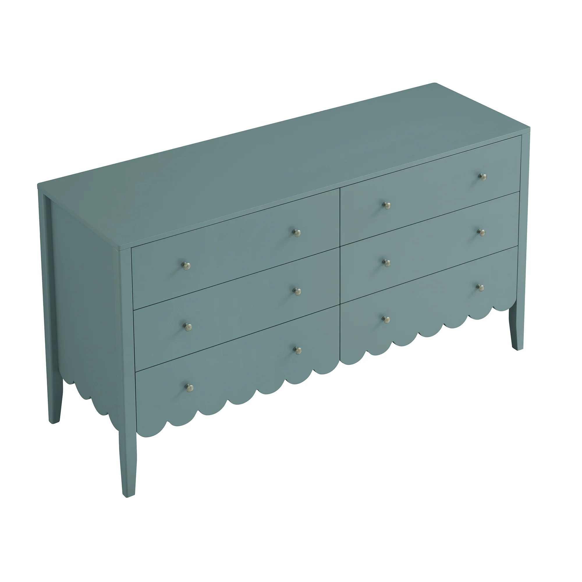 Henley Scalloped Edge 6 Drawer 140cm Wide Chest, Blue Spruce - Image 9