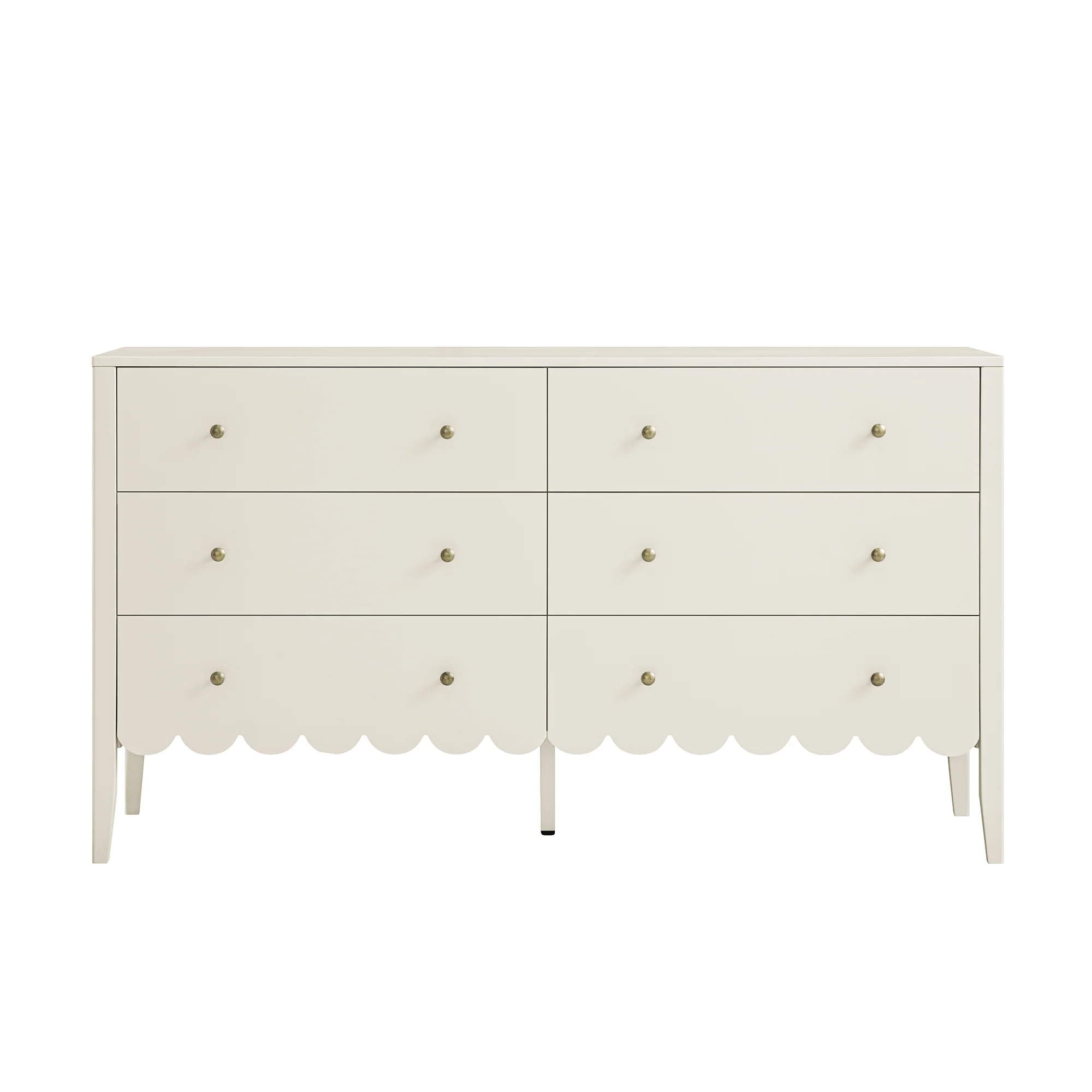 Henley Scalloped Edge 6 Drawer 140cm Wide Chest, Light Sand - Image 5