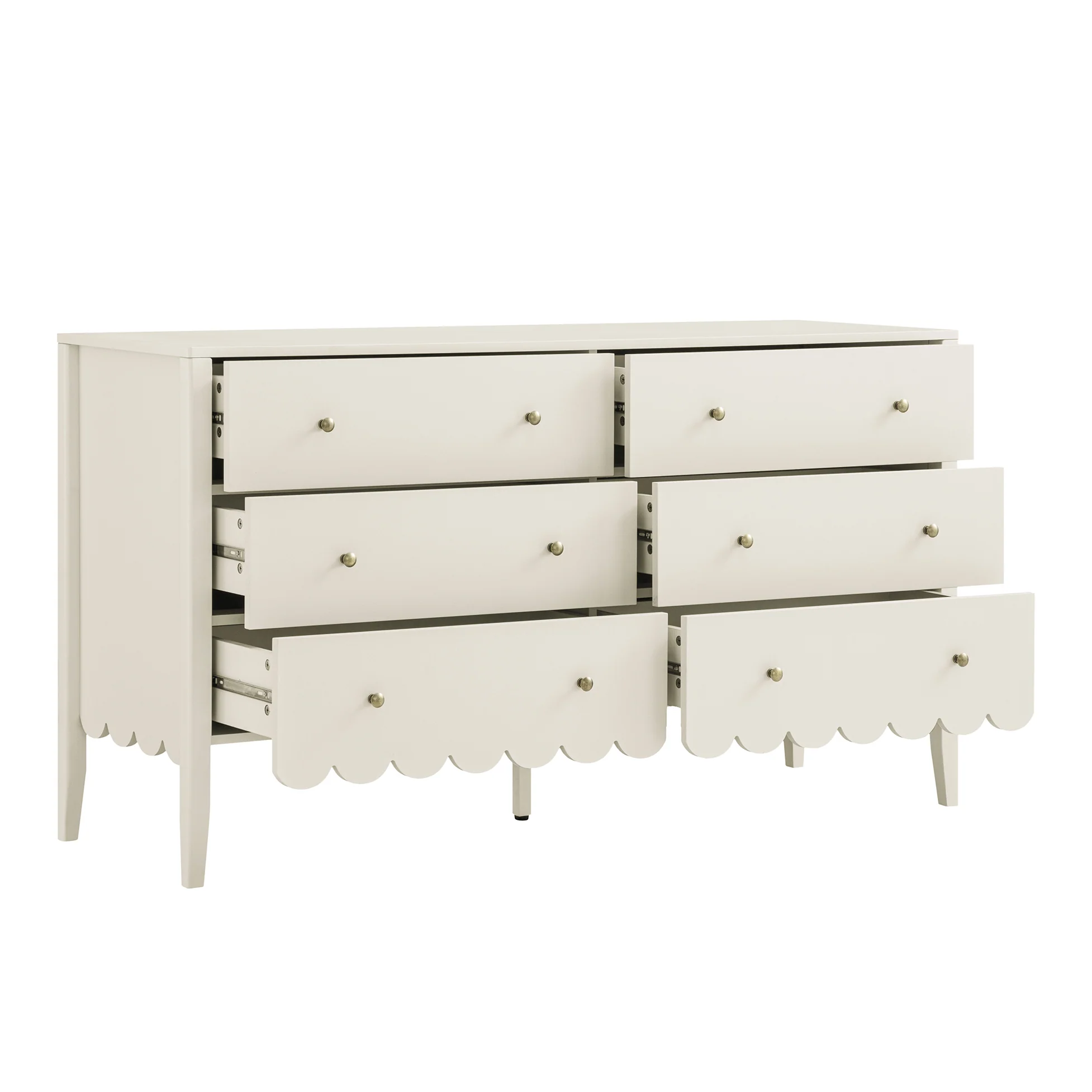 Henley Scalloped Edge 6 Drawer 140cm Wide Chest, Light Sand - Image 8