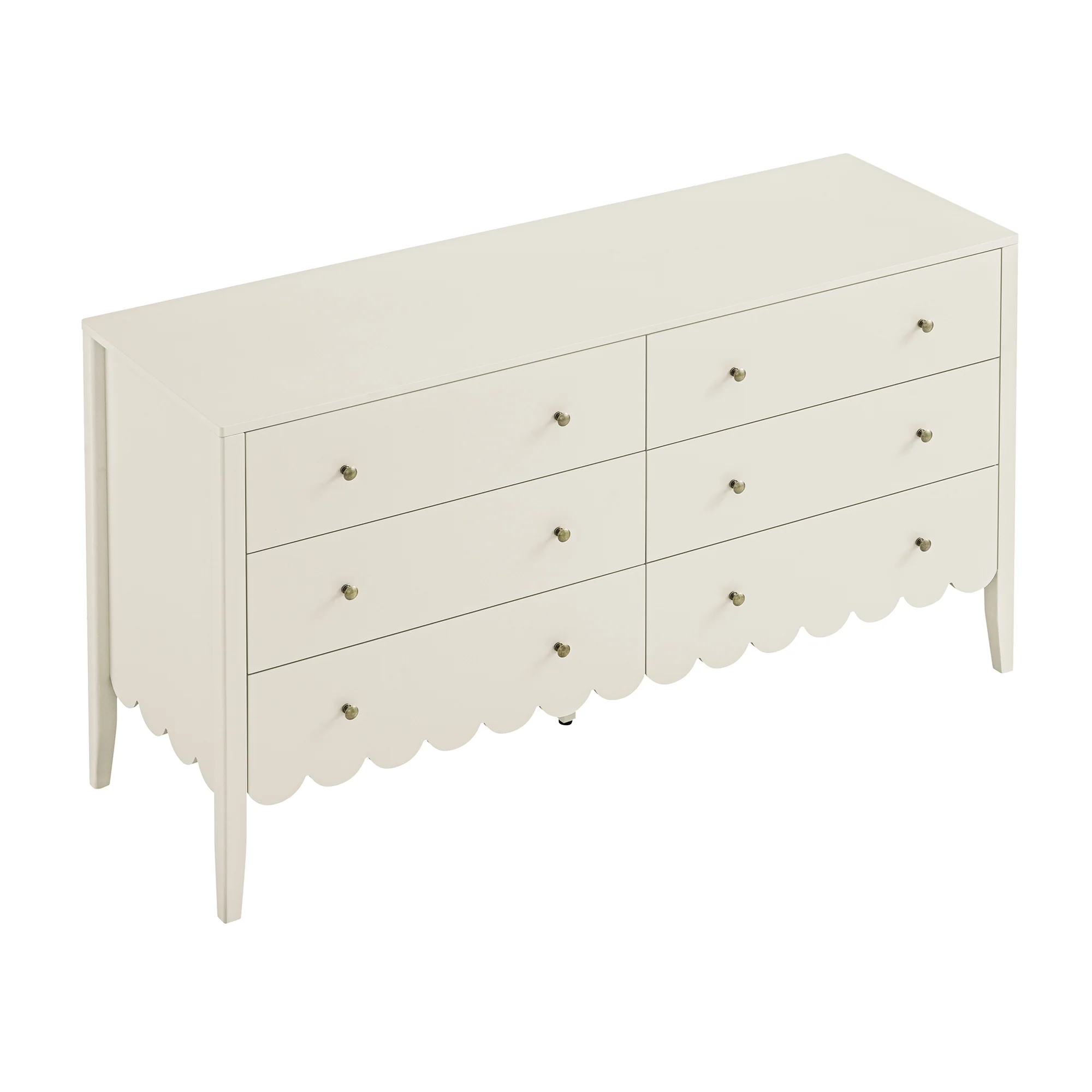 Henley Scalloped Edge 6 Drawer 140cm Wide Chest, Light Sand - Image 9