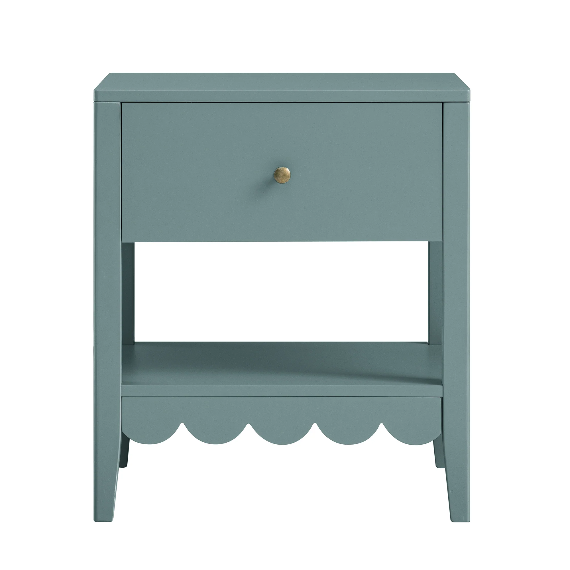 Henley Scalloped Edge Bedside Table with Drawer, Blue Spruce - Image 5