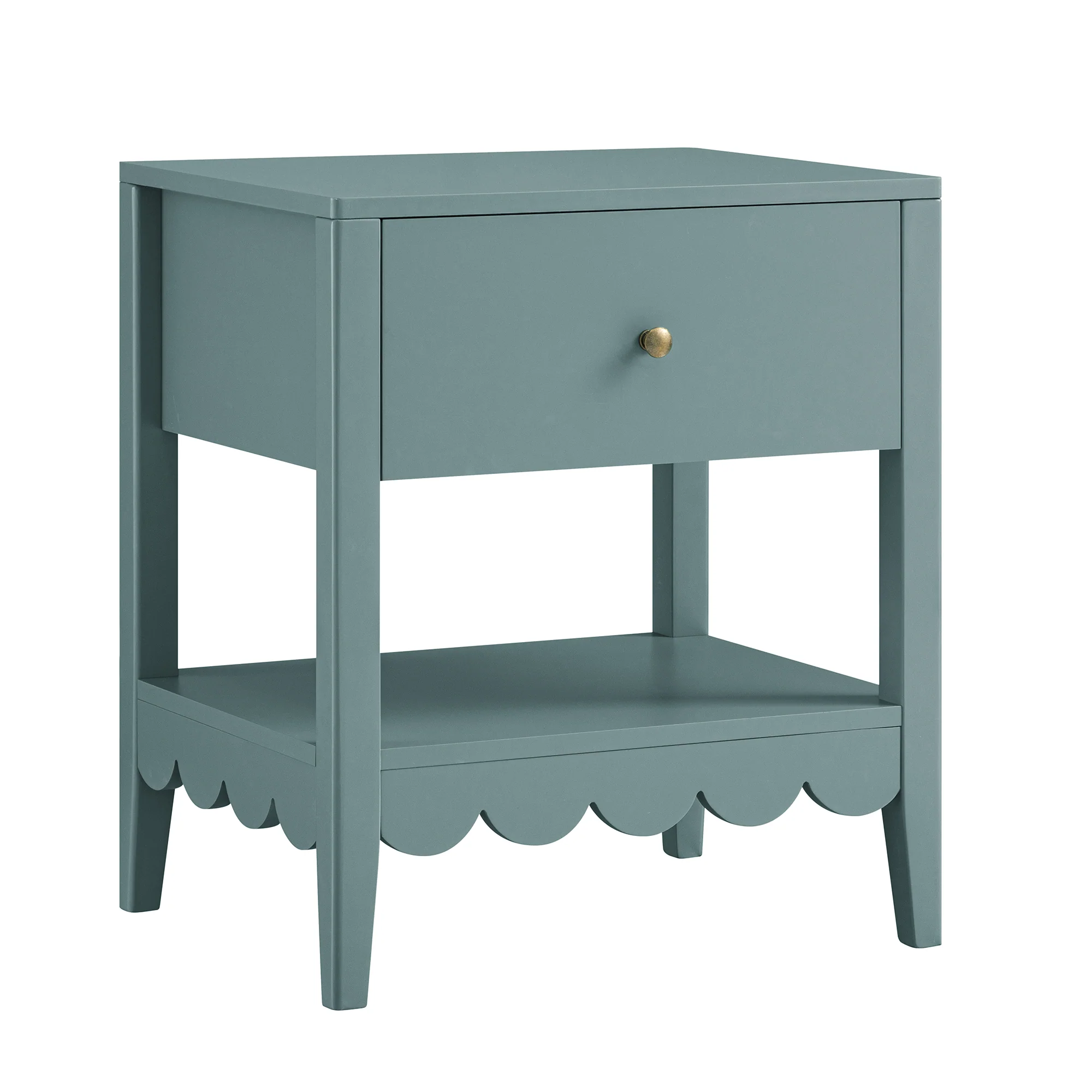 Henley Scalloped Edge Bedside Table with Drawer, Blue Spruce - Image 6