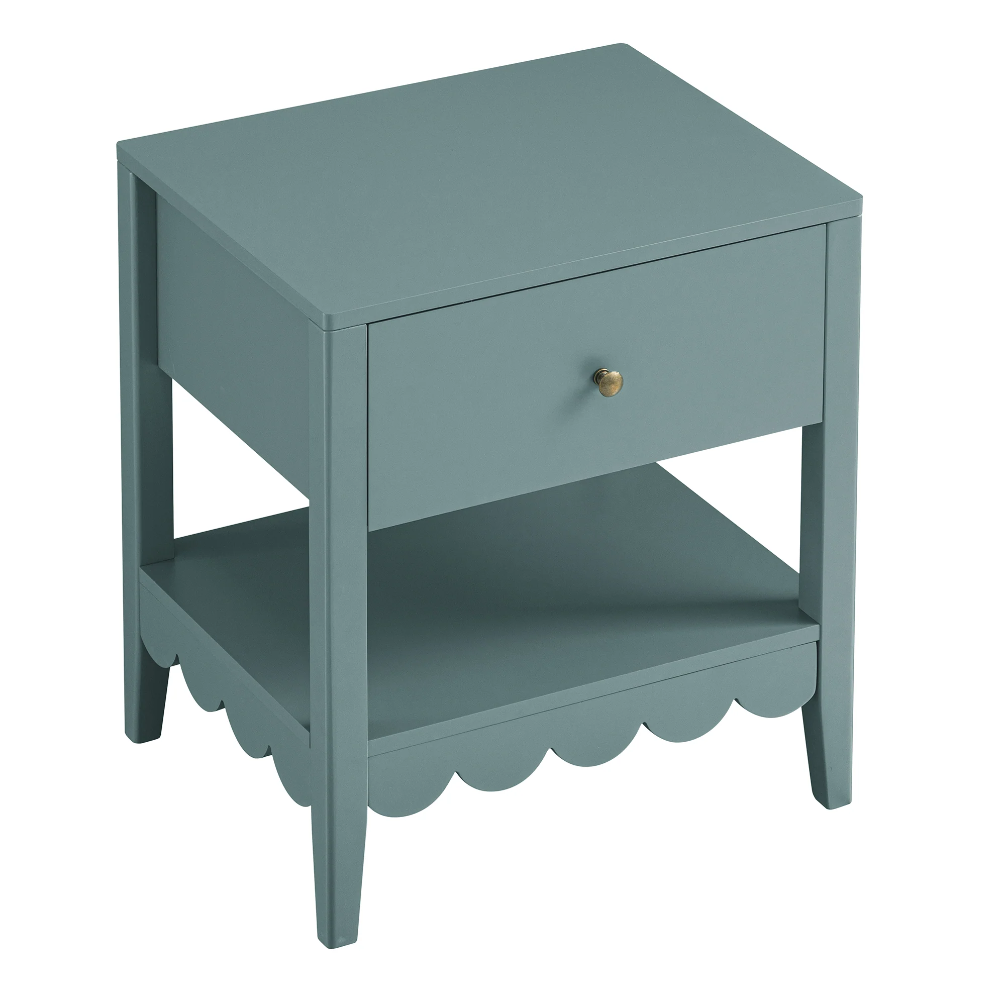 Henley Scalloped Edge Bedside Table with Drawer, Blue Spruce - Image 9