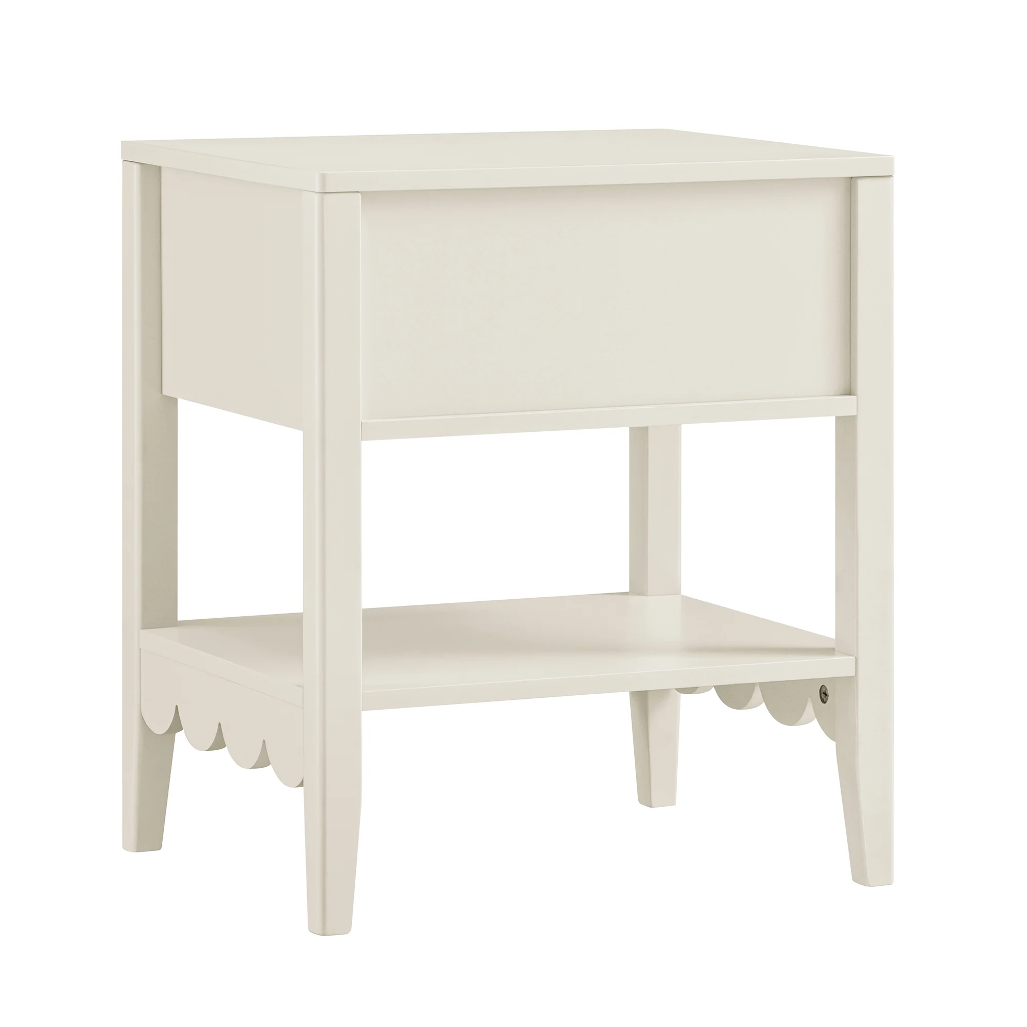 Henley Scalloped Edge Bedside Table with Drawer, Light Sand - Image 11