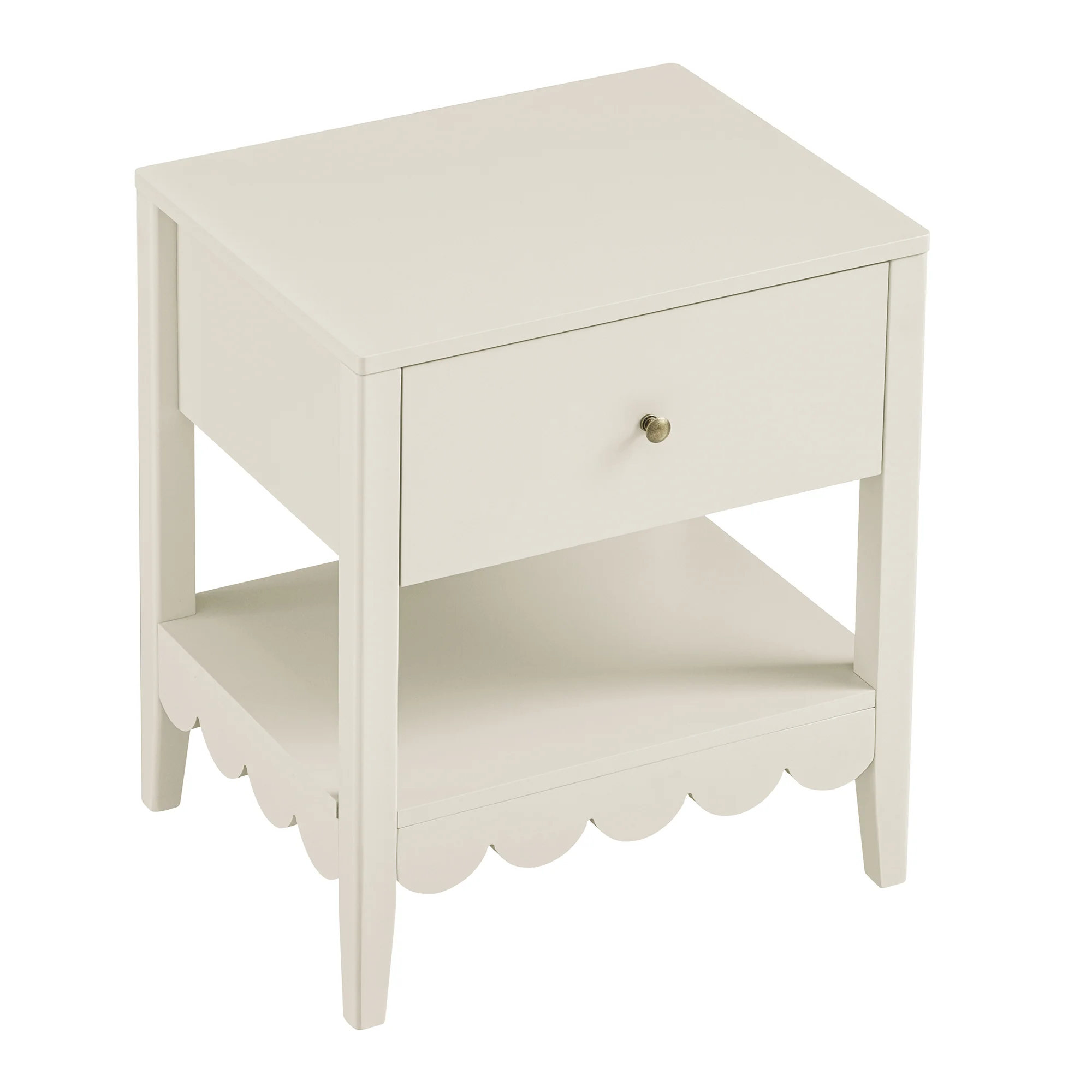 Henley Scalloped Edge Bedside Table with Drawer, Light Sand - Image 9