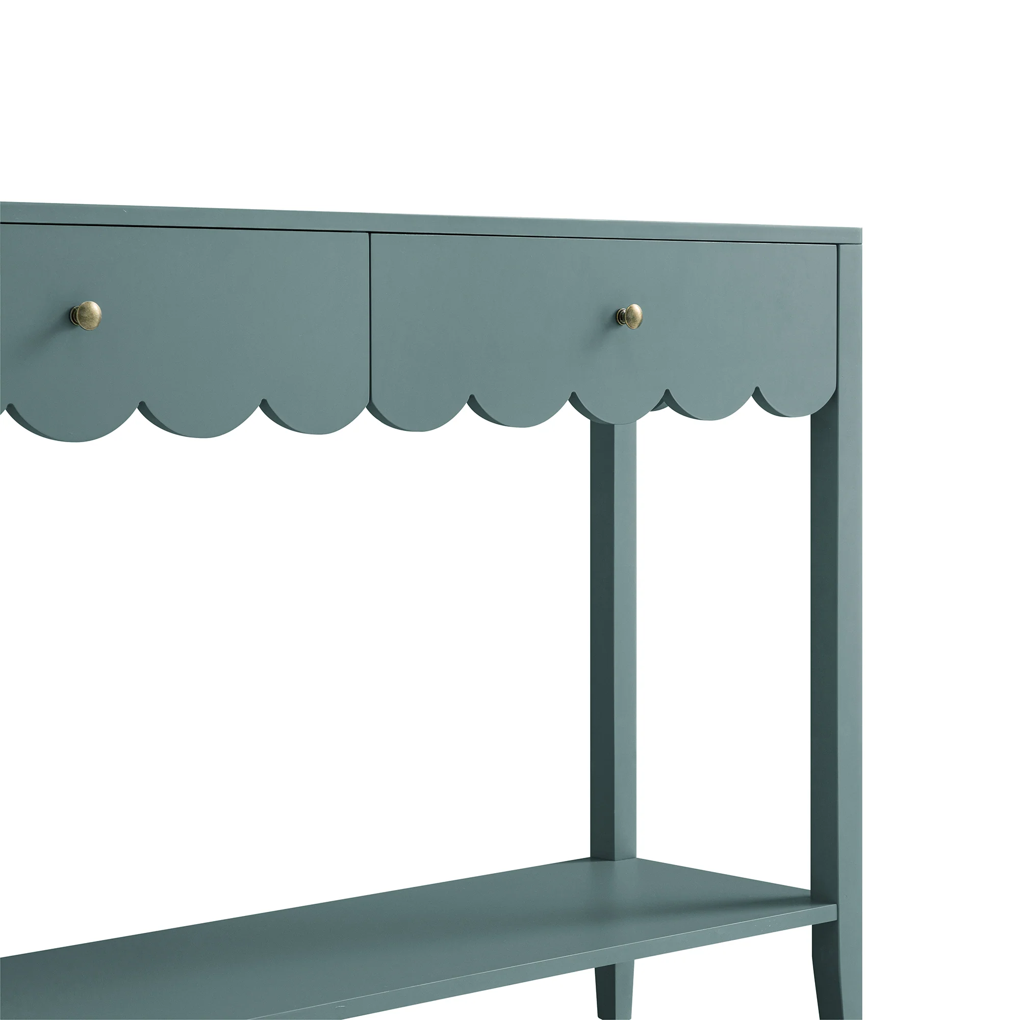 Henley Scalloped Edge Console Table, Blue Spruce - Image 13