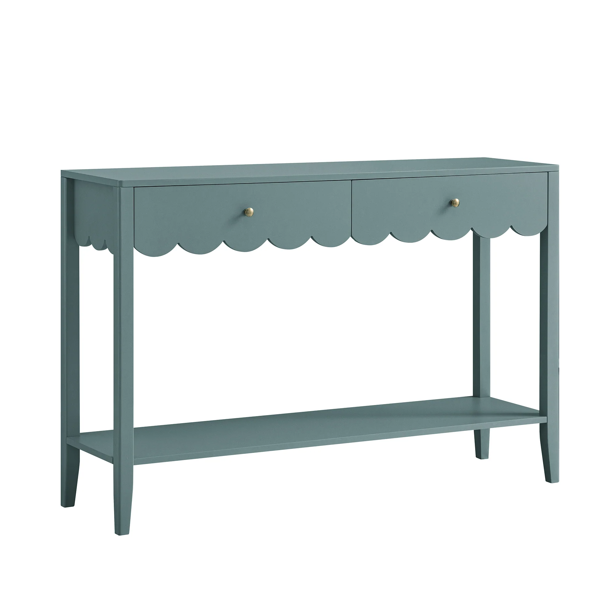 Henley Scalloped Edge Console Table, Blue Spruce - Image 6