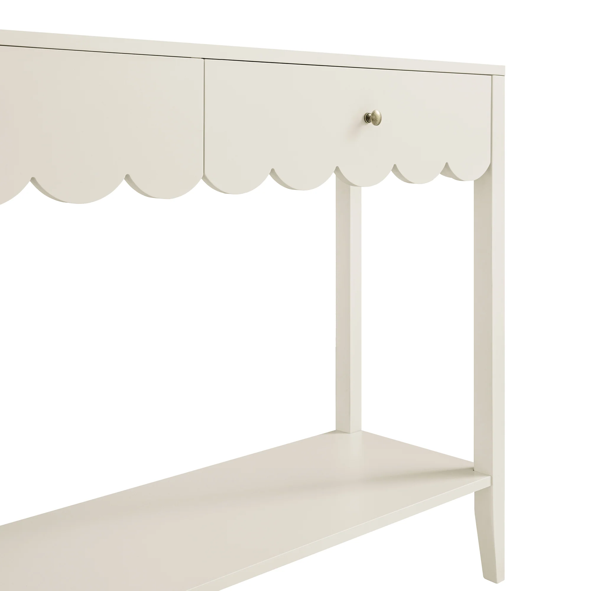 Henley Scalloped Edge Console Table, Light Sand - Image 12