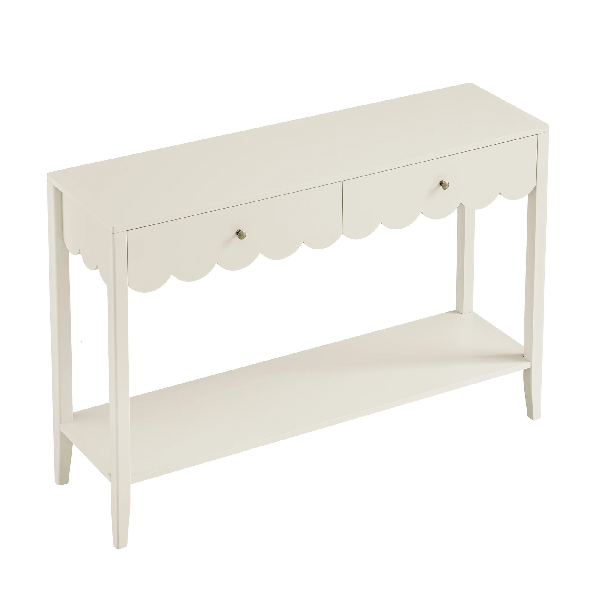 Henley Scalloped Edge Console Table, Light Sand - Image 8