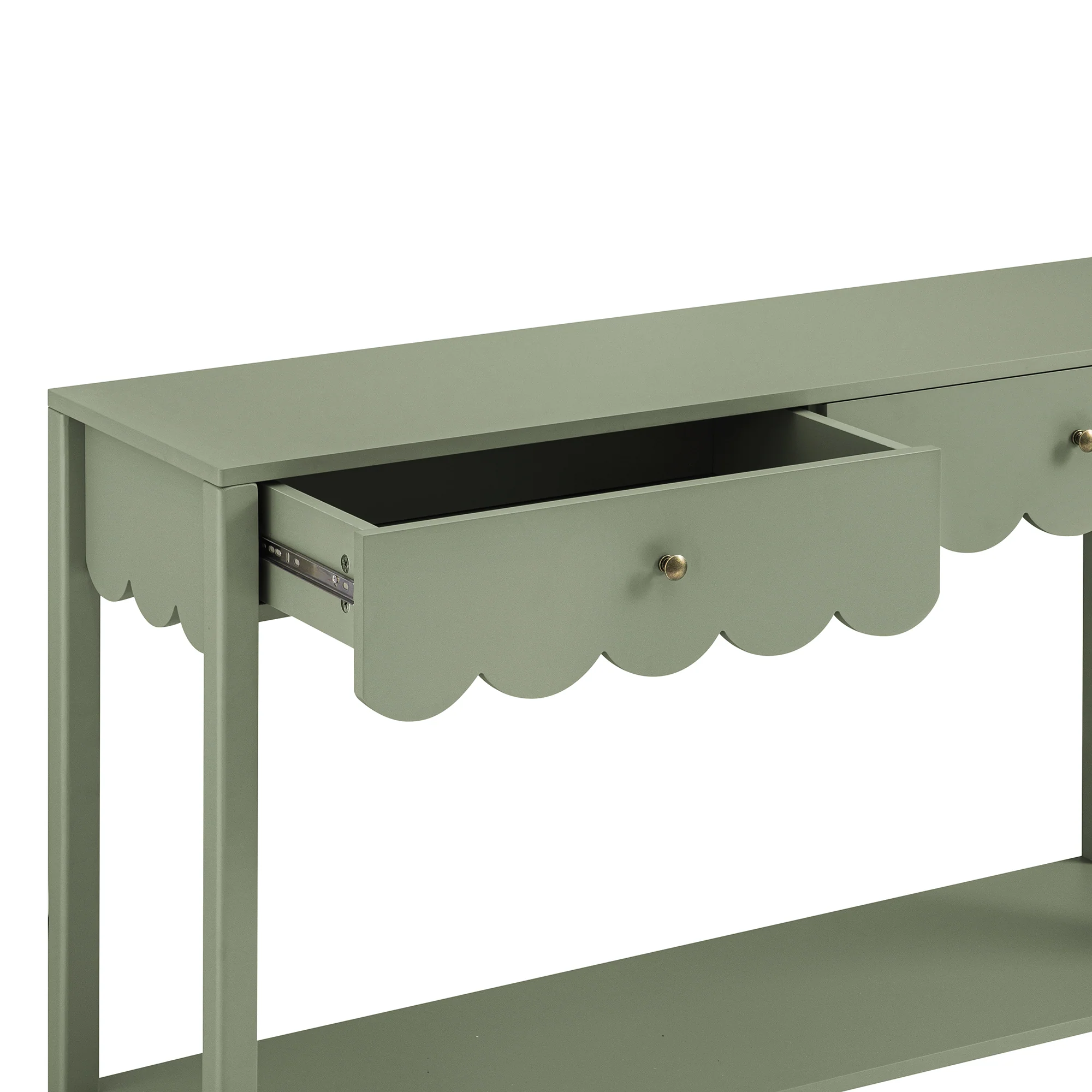 Henley Scalloped Edge Console Table, Sage Green - Image 13