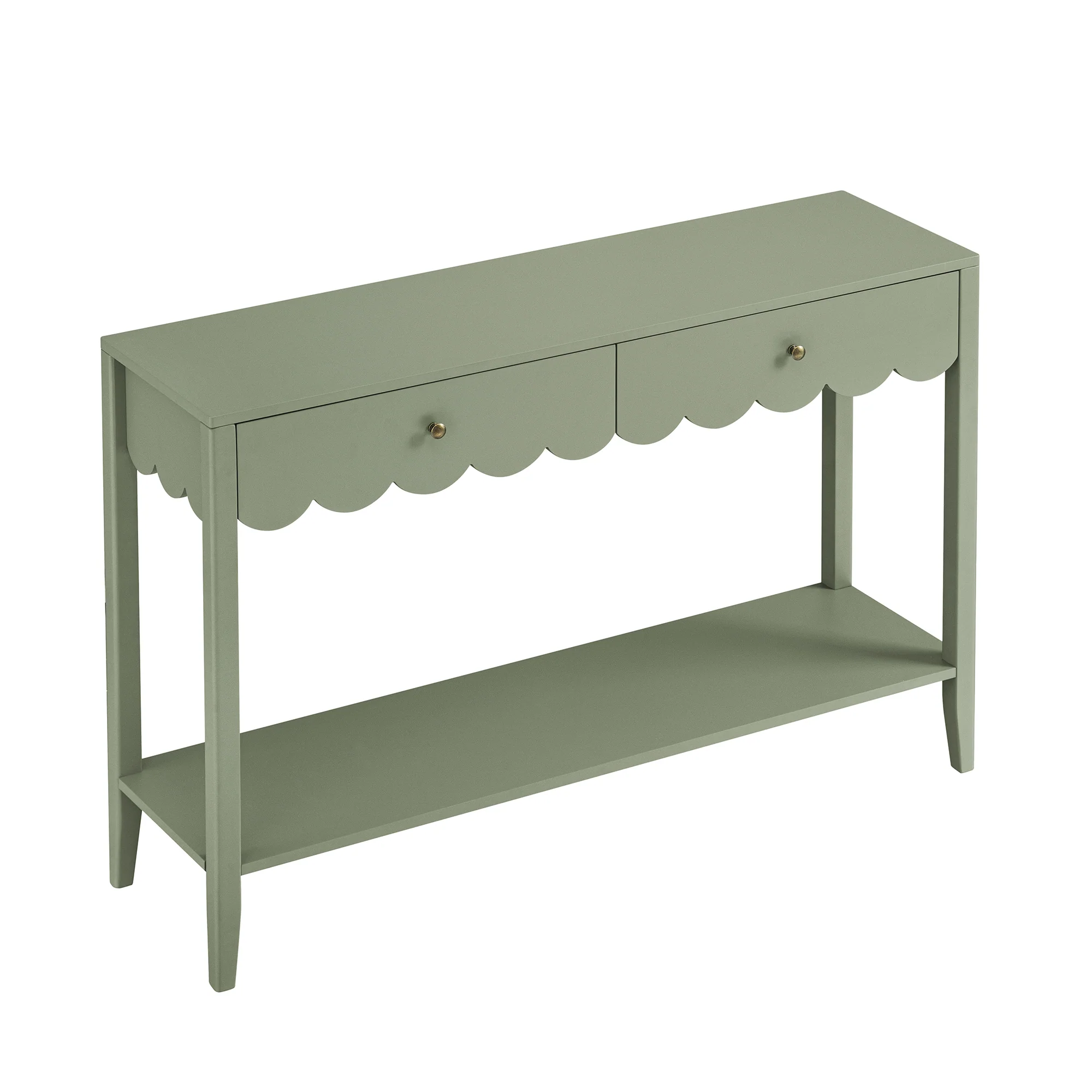 Henley Scalloped Edge Console Table, Sage Green - Image 9