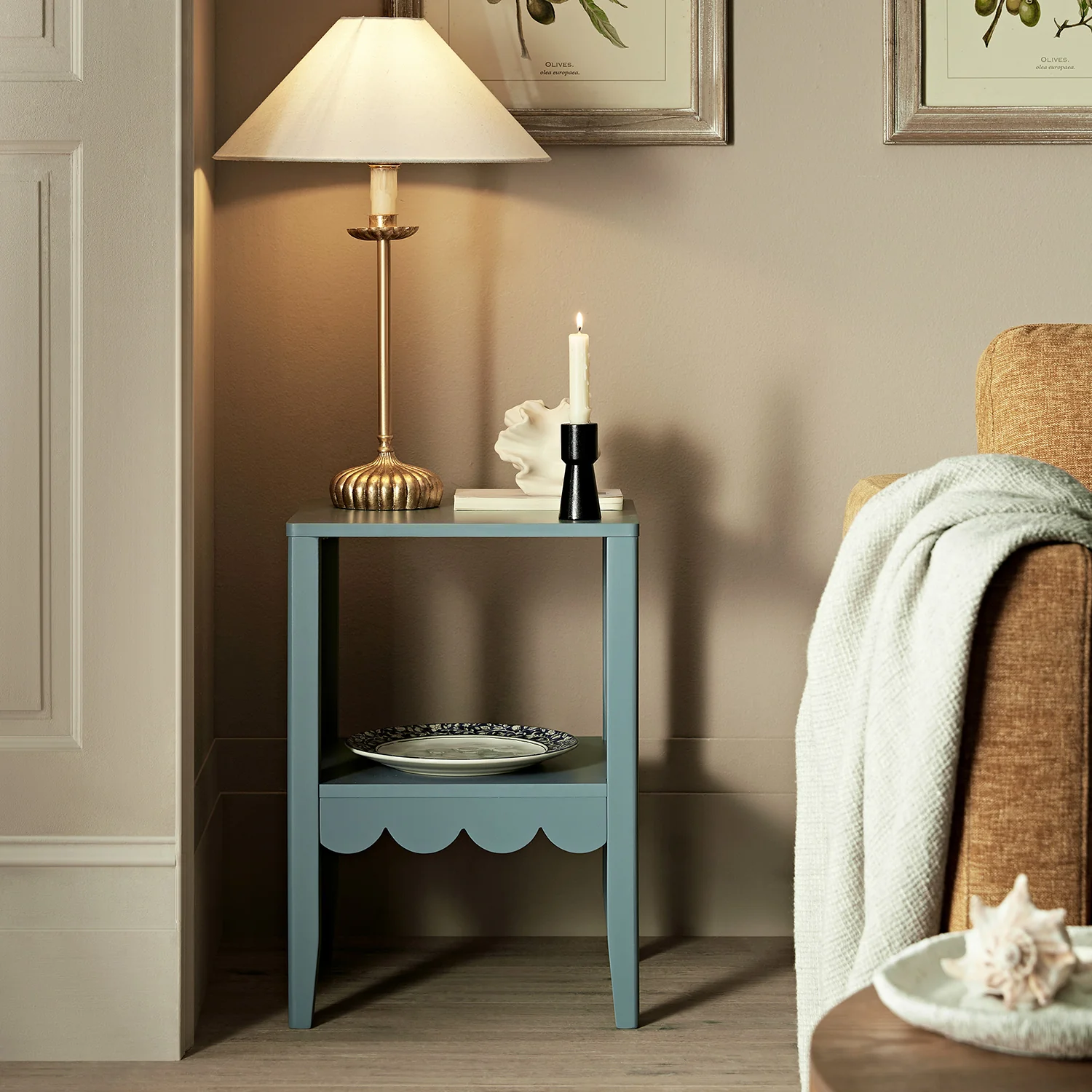 Henley Scalloped Edge Side Table, Blue Spruce - Image 2