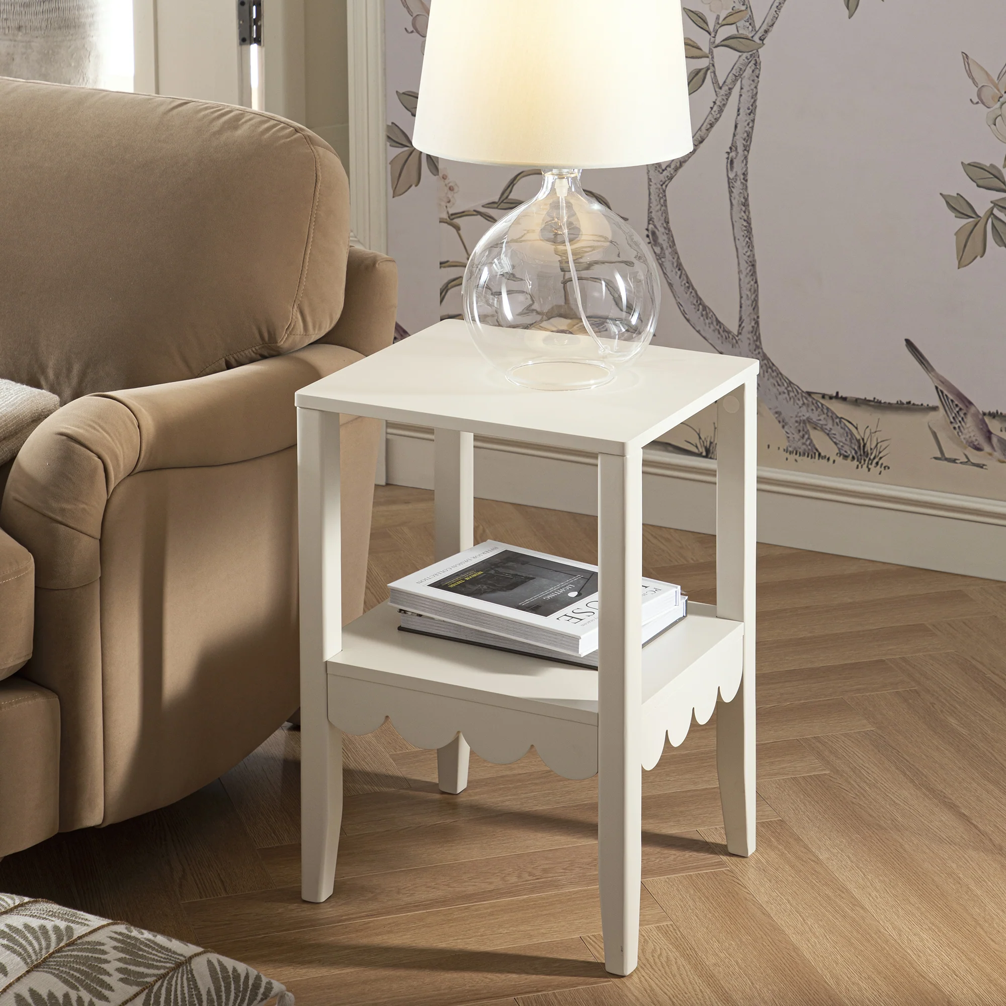 Henley Scalloped Edge Side Table, Light Sand - Image 2
