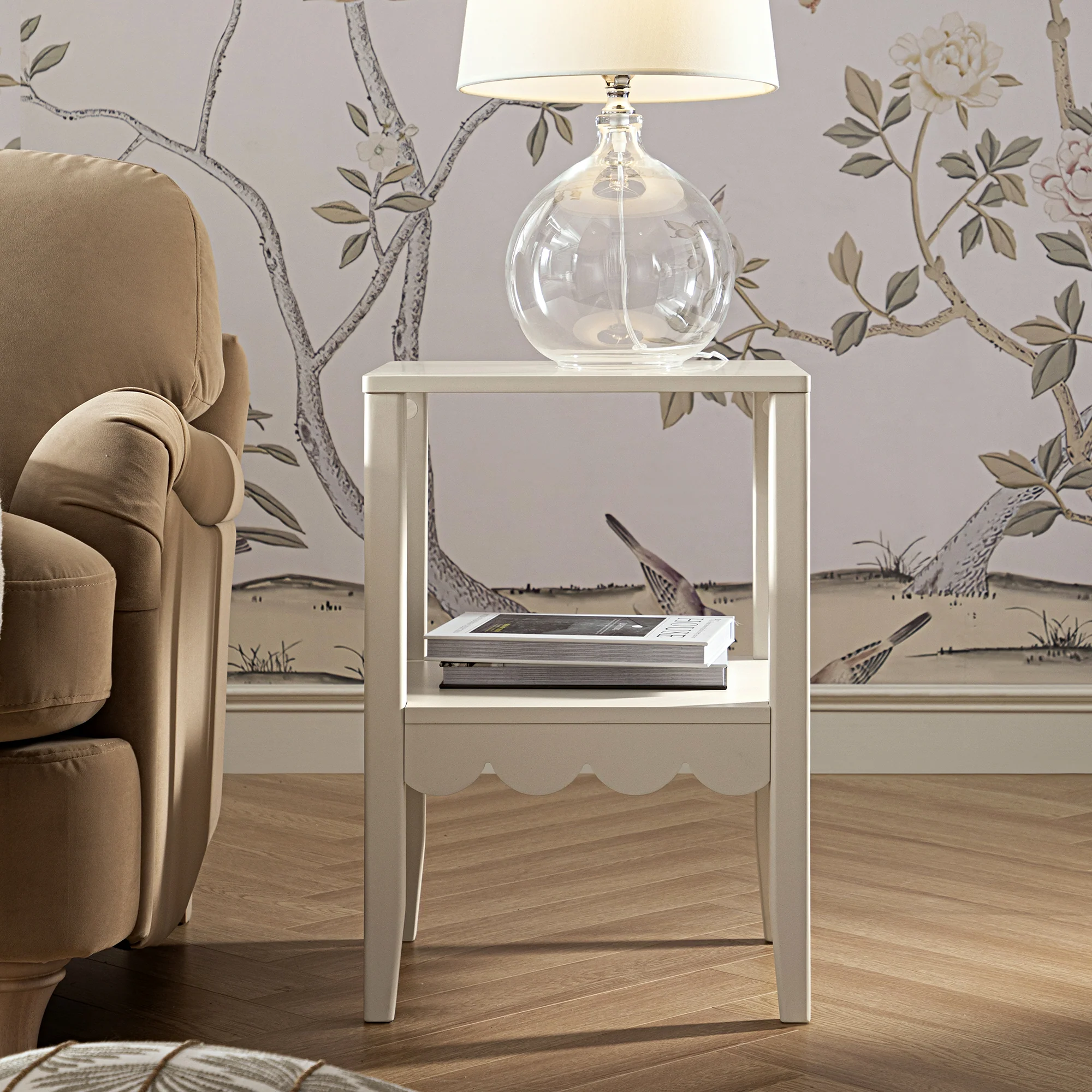 Henley Scalloped Edge Side Table, Light Sand - Image 3