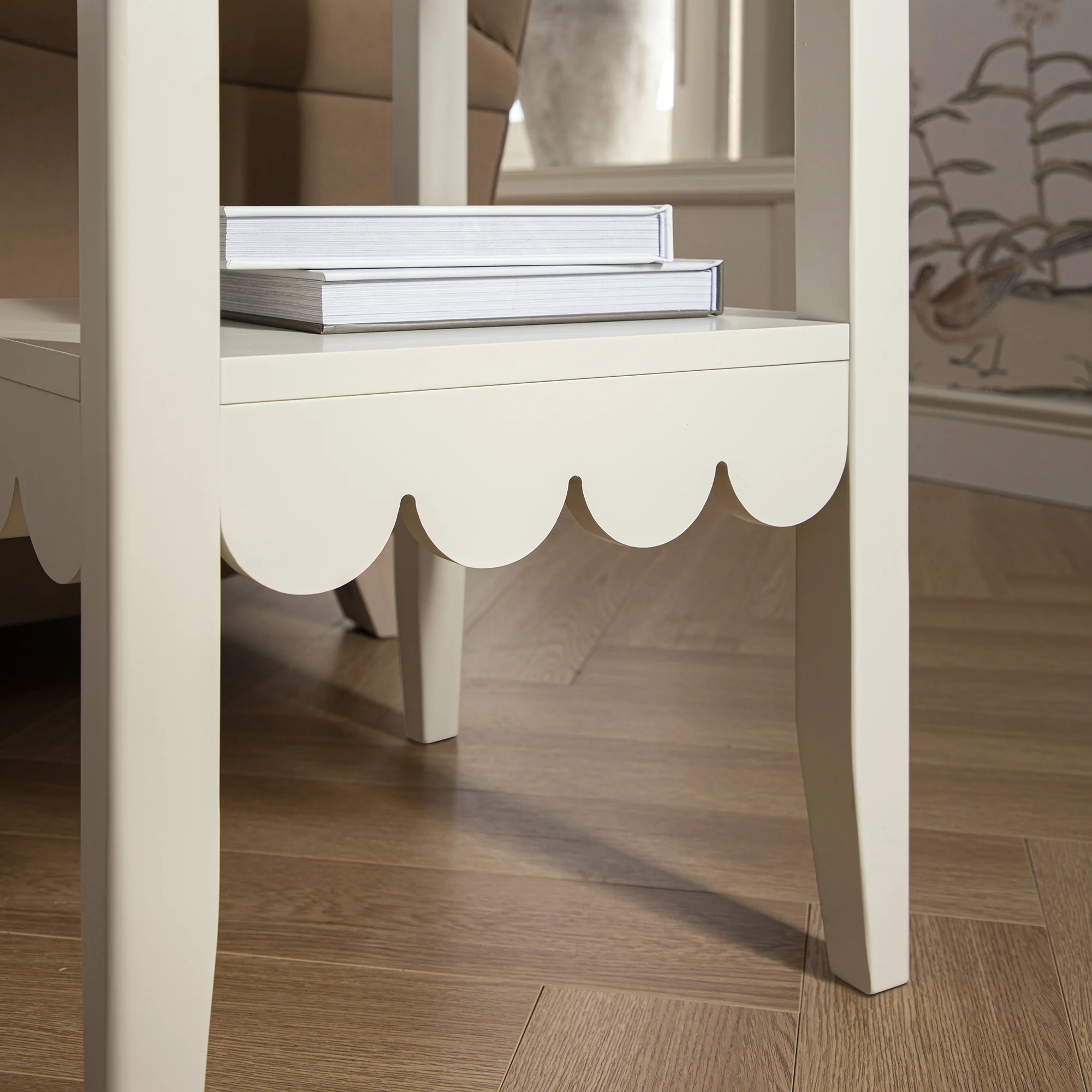 Henley Scalloped Edge Side Table, Light Sand - Image 4