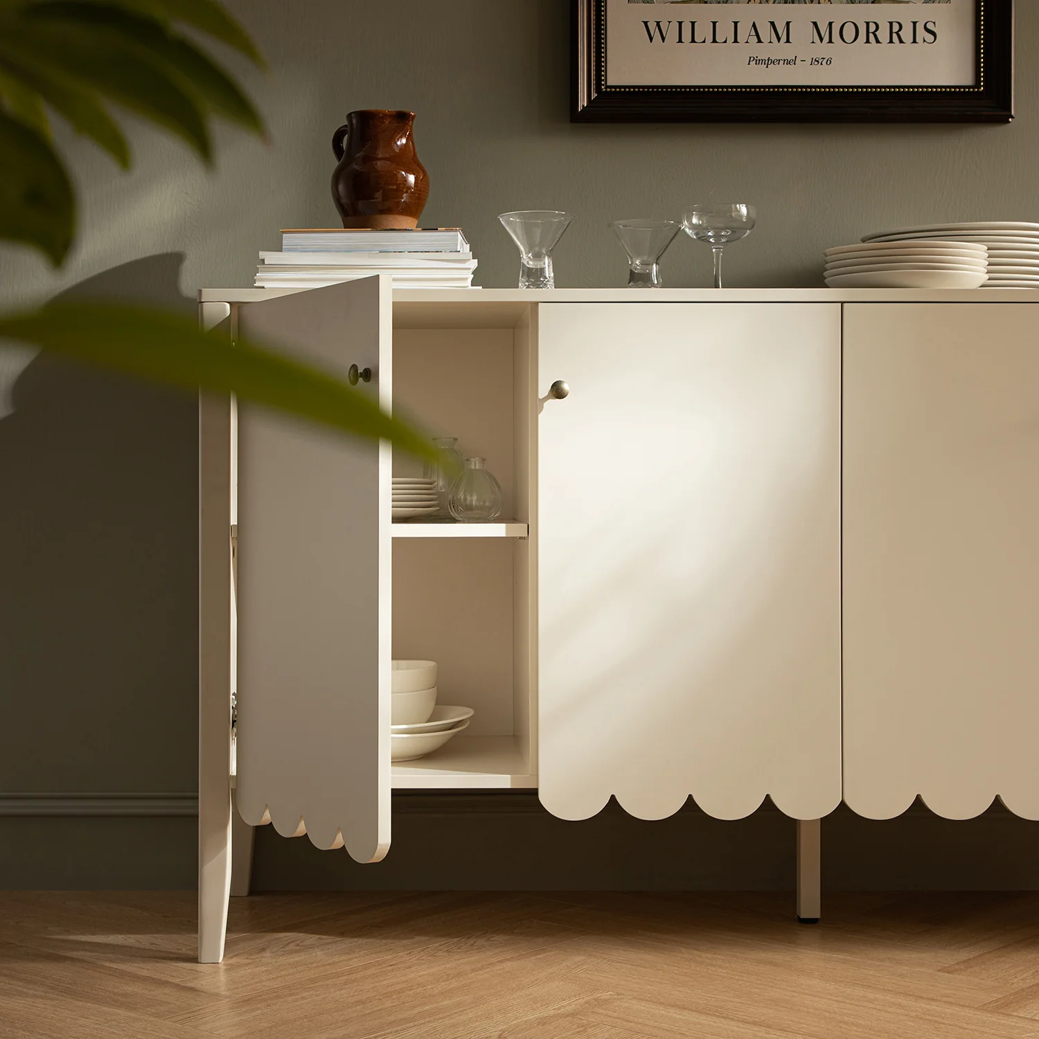 Henley Scalloped Edge 150cm Wide Sideboard, Light Sand - Image 6