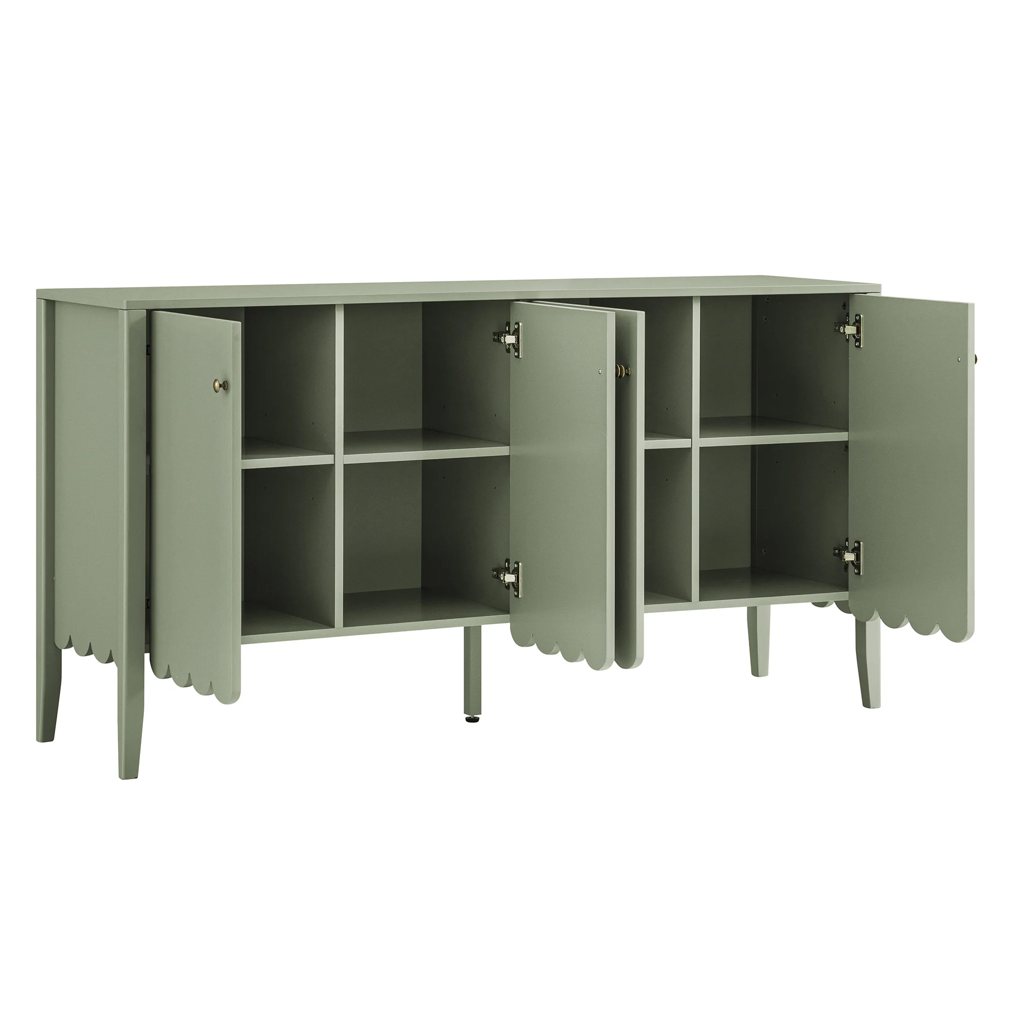 Henley Scalloped Edge 150cm Wide Sideboard, Sage Green - Image 9