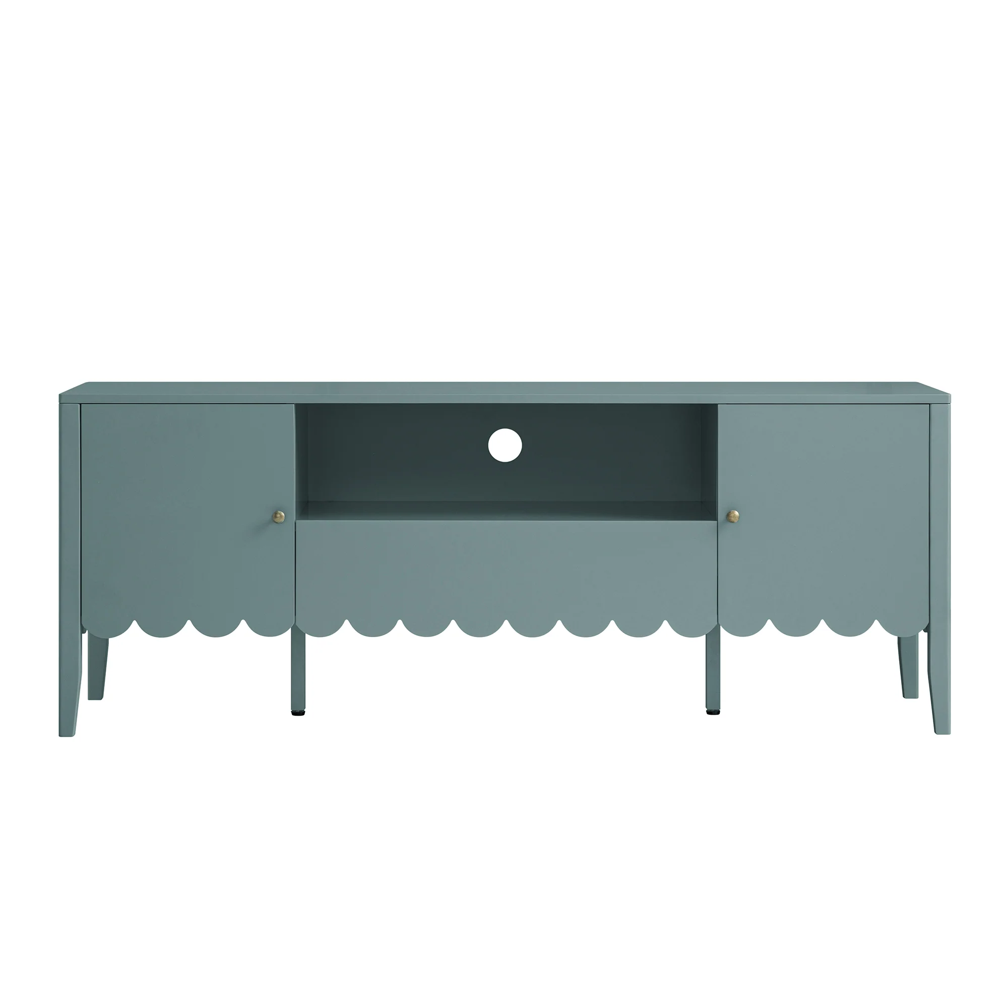 Henley Scalloped Edge 150cm Wide TV Unit, Blue Spruce - Image 2