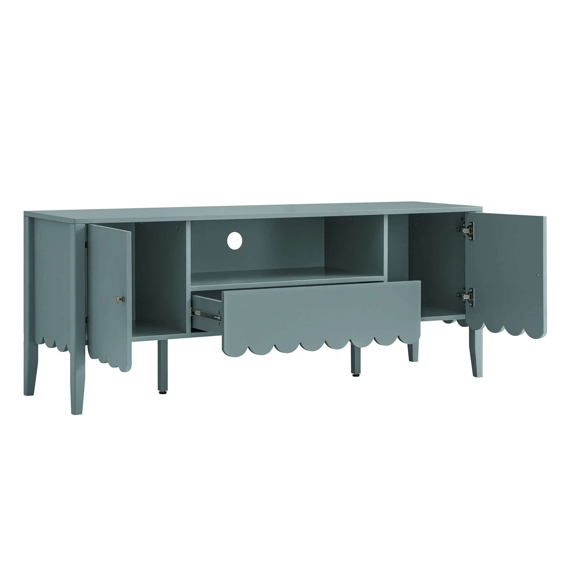 Henley Scalloped Edge 150cm Wide TV Unit, Blue Spruce - Image 4