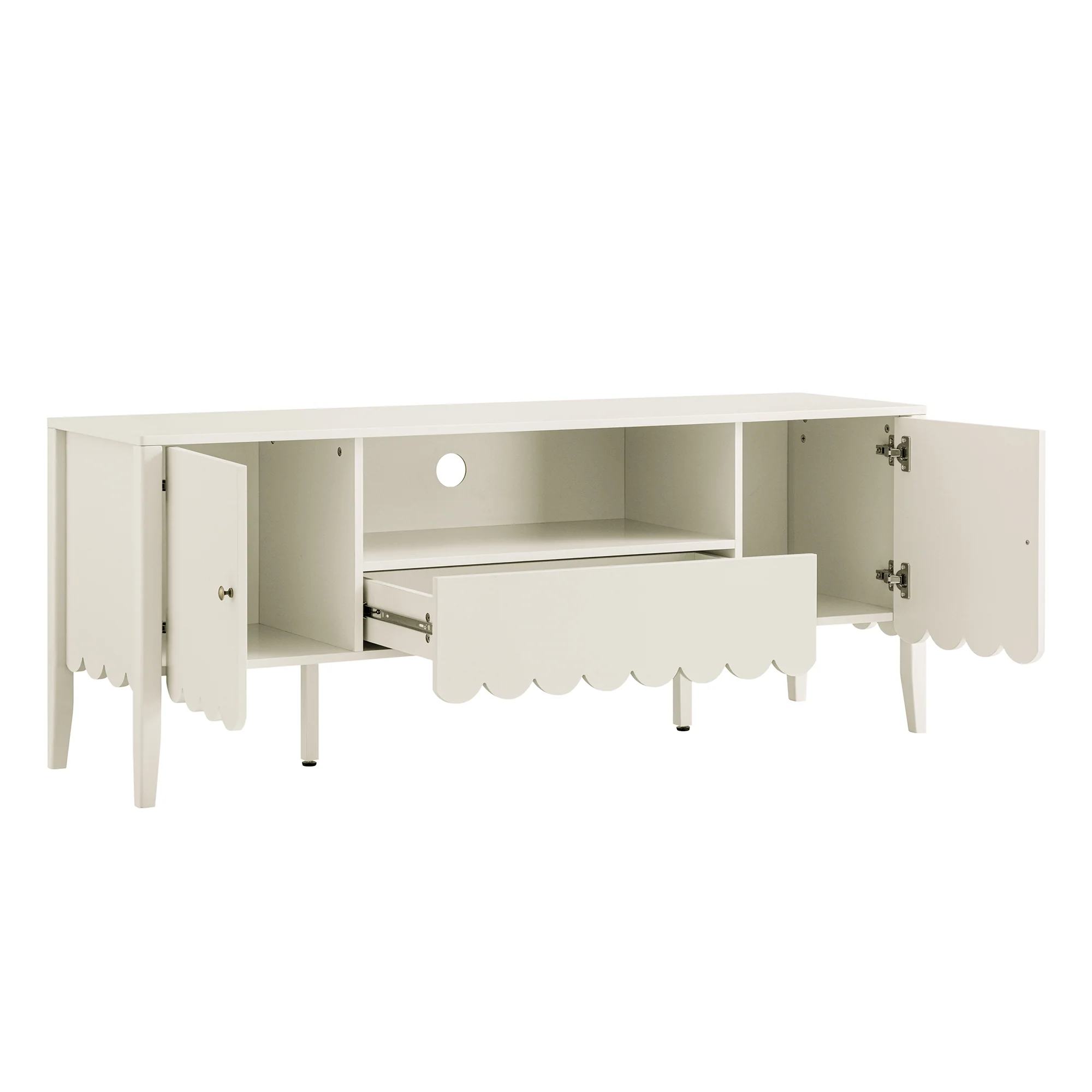 Henley Scalloped Edge 150cm Wide TV Unit, Light Sand - Image 9