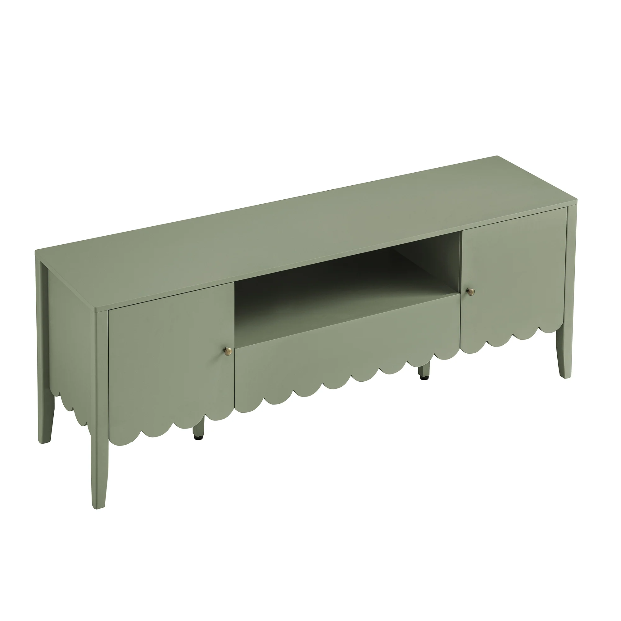 Henley Scalloped Edge 150cm Wide TV Unit, Sage Green - Image 12