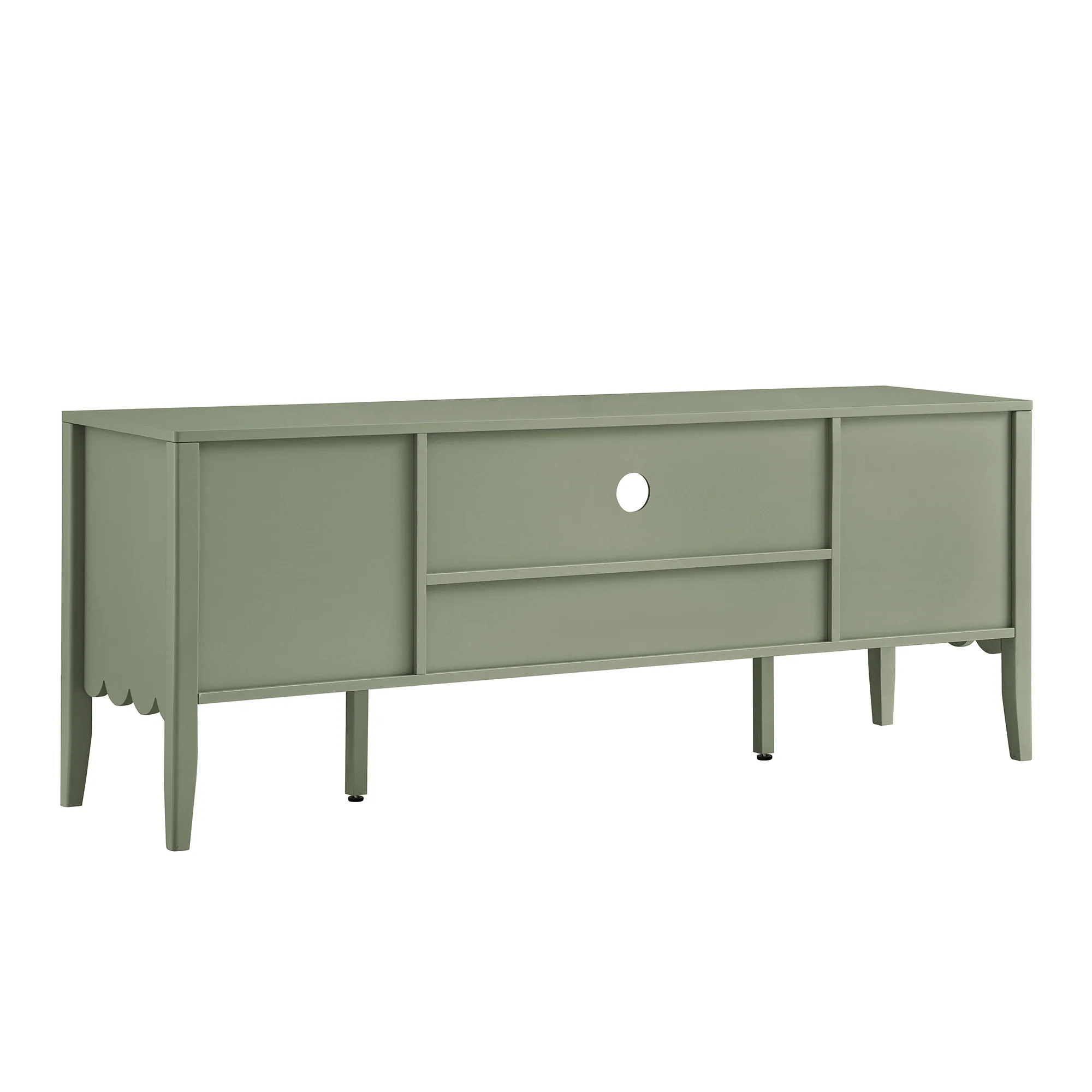 Henley Scalloped Edge 150cm Wide TV Unit, Sage Green - Image 14