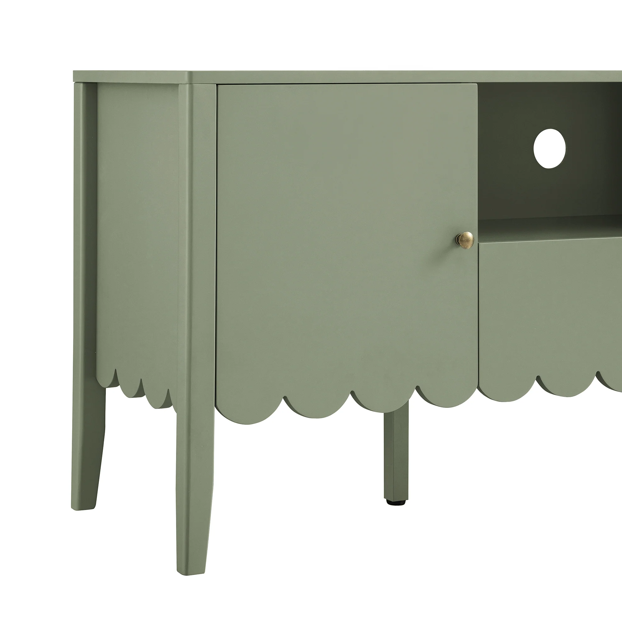 Henley Scalloped Edge 150cm Wide TV Unit, Sage Green - Image 15