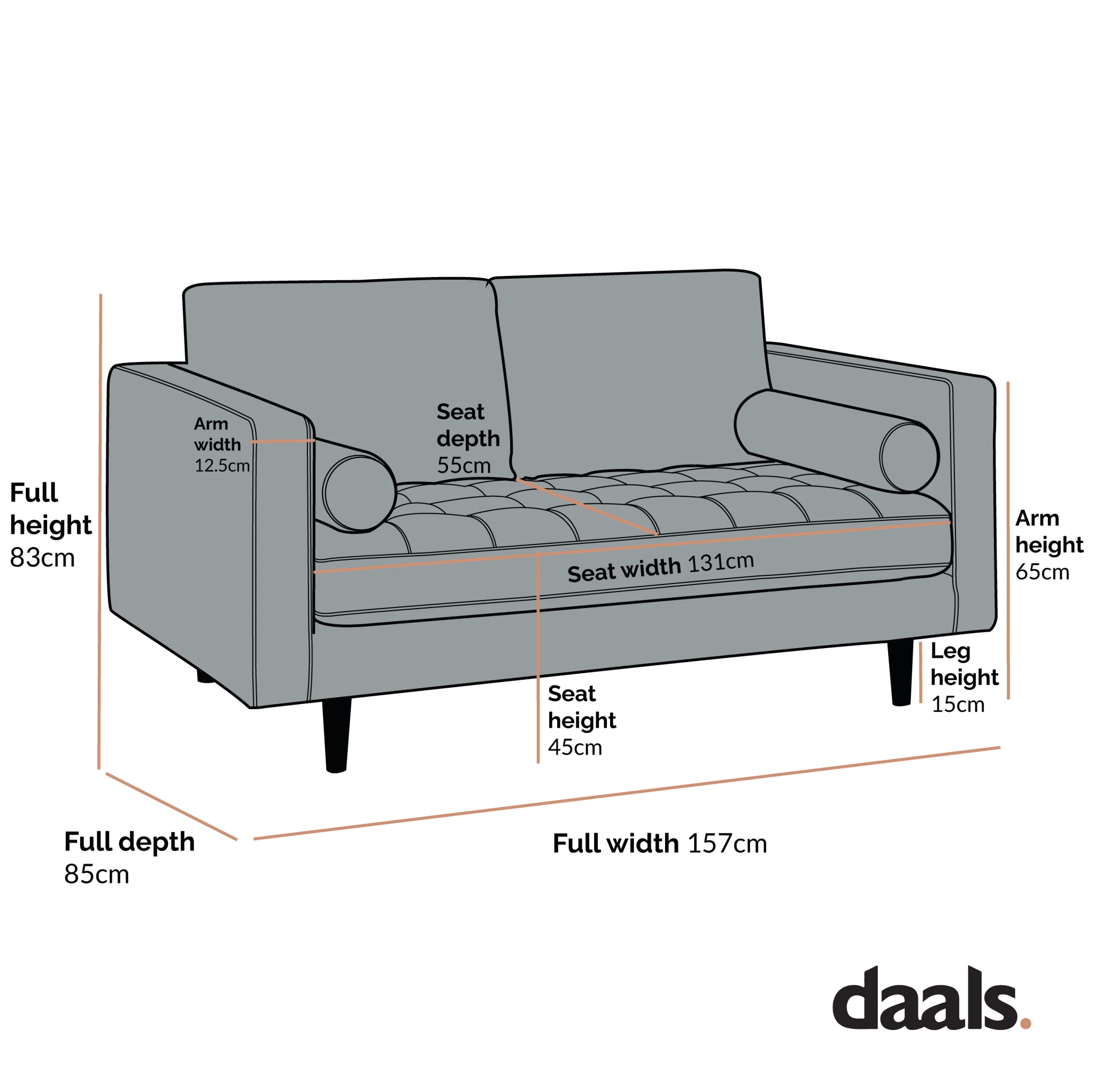 Henrietta 2-Seater Sofa, Teal Velvet - Image 7