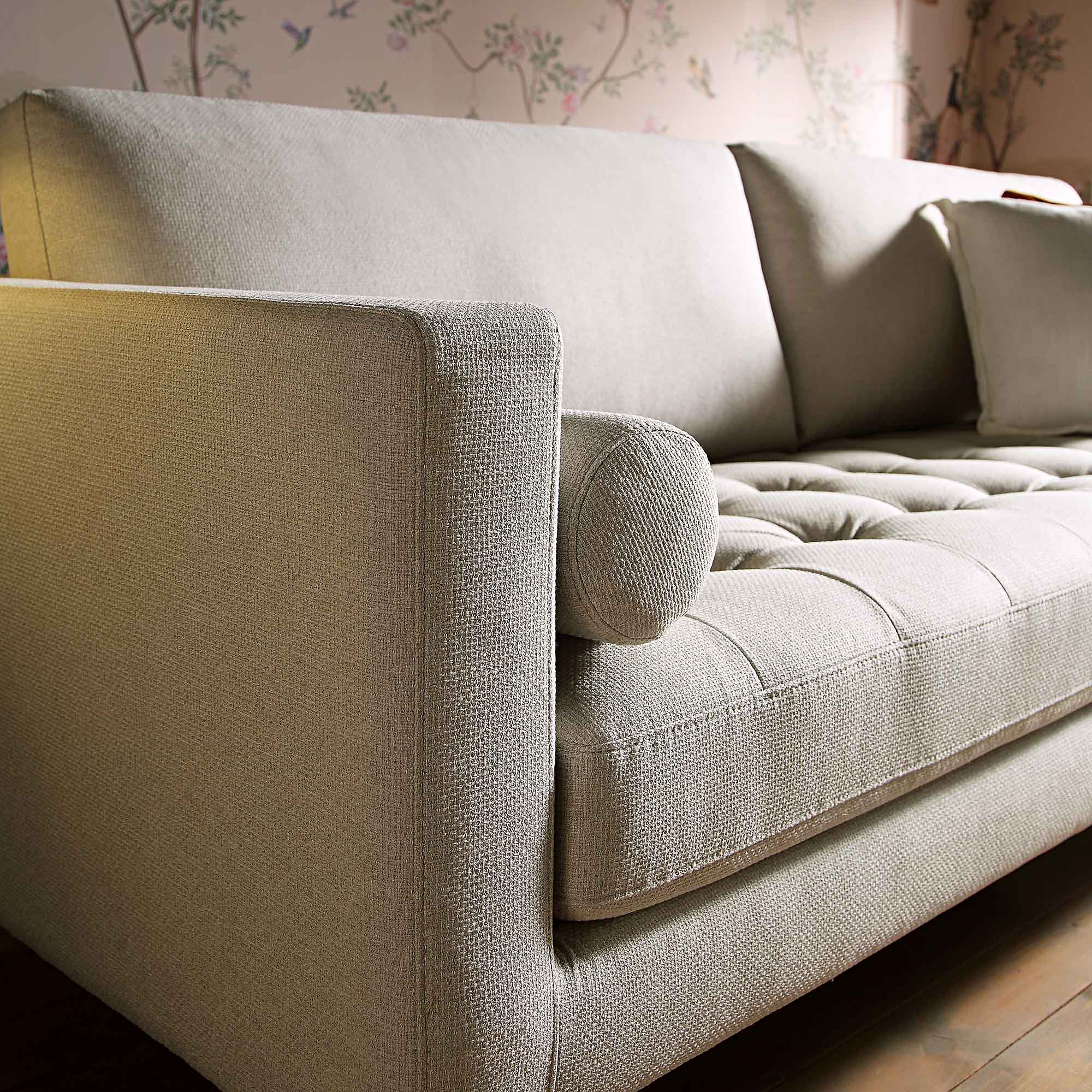 Henrietta Large 3-Seater Sofa, Beige Woven Fabric - Image 4