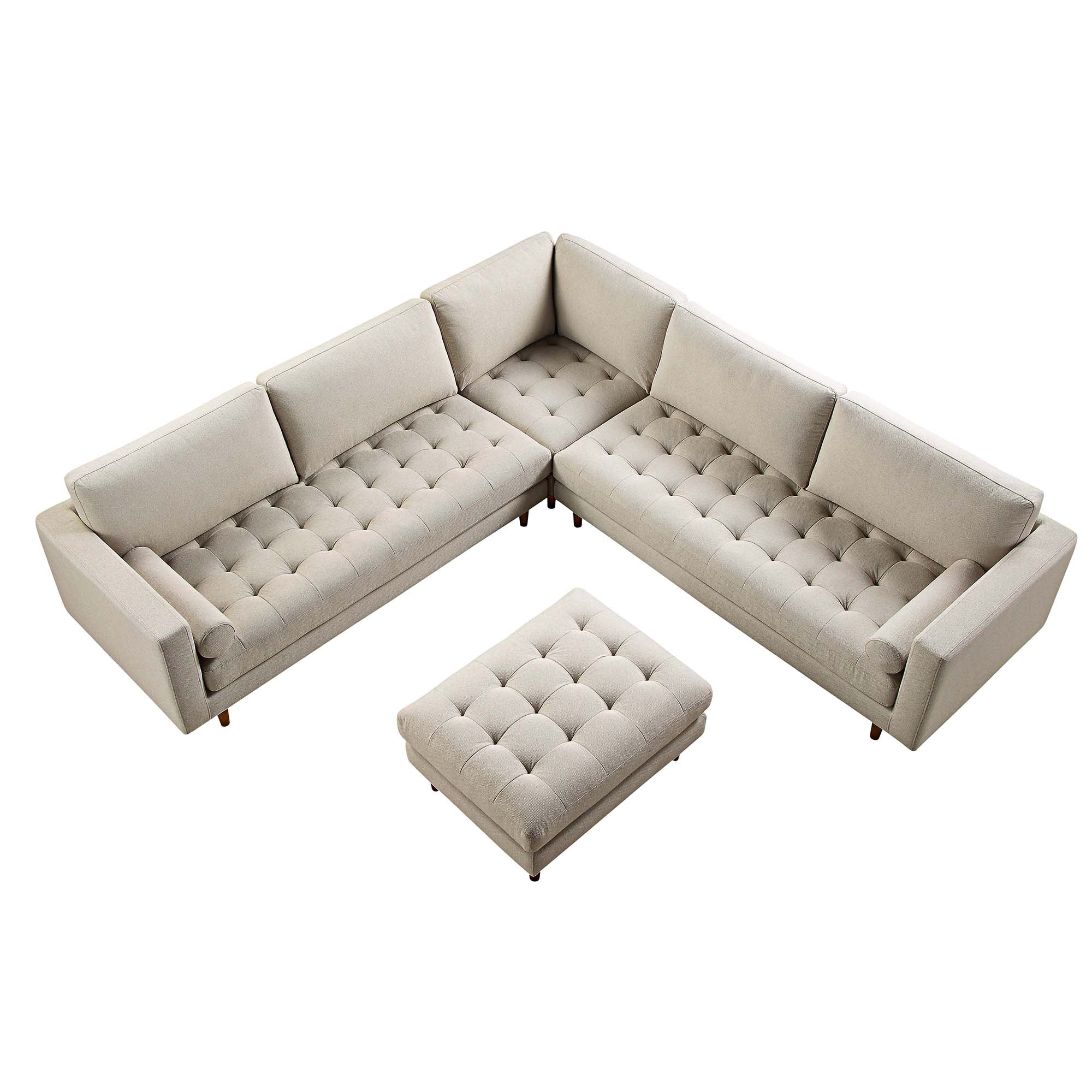 Henrietta 5+Seater Corner Sofa, Beige Woven Fabric - Image 9