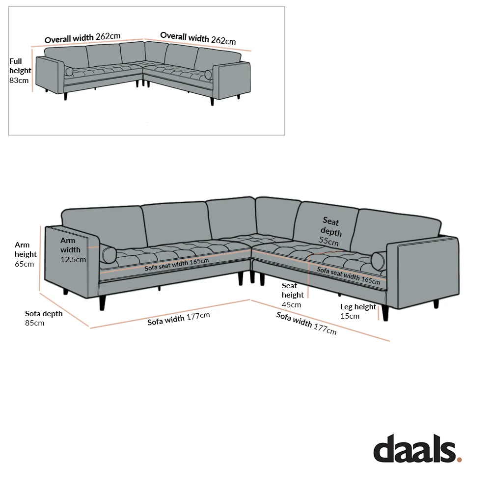 Henrietta 5+Seater Corner Sofa, Beige Woven Fabric - Image 6