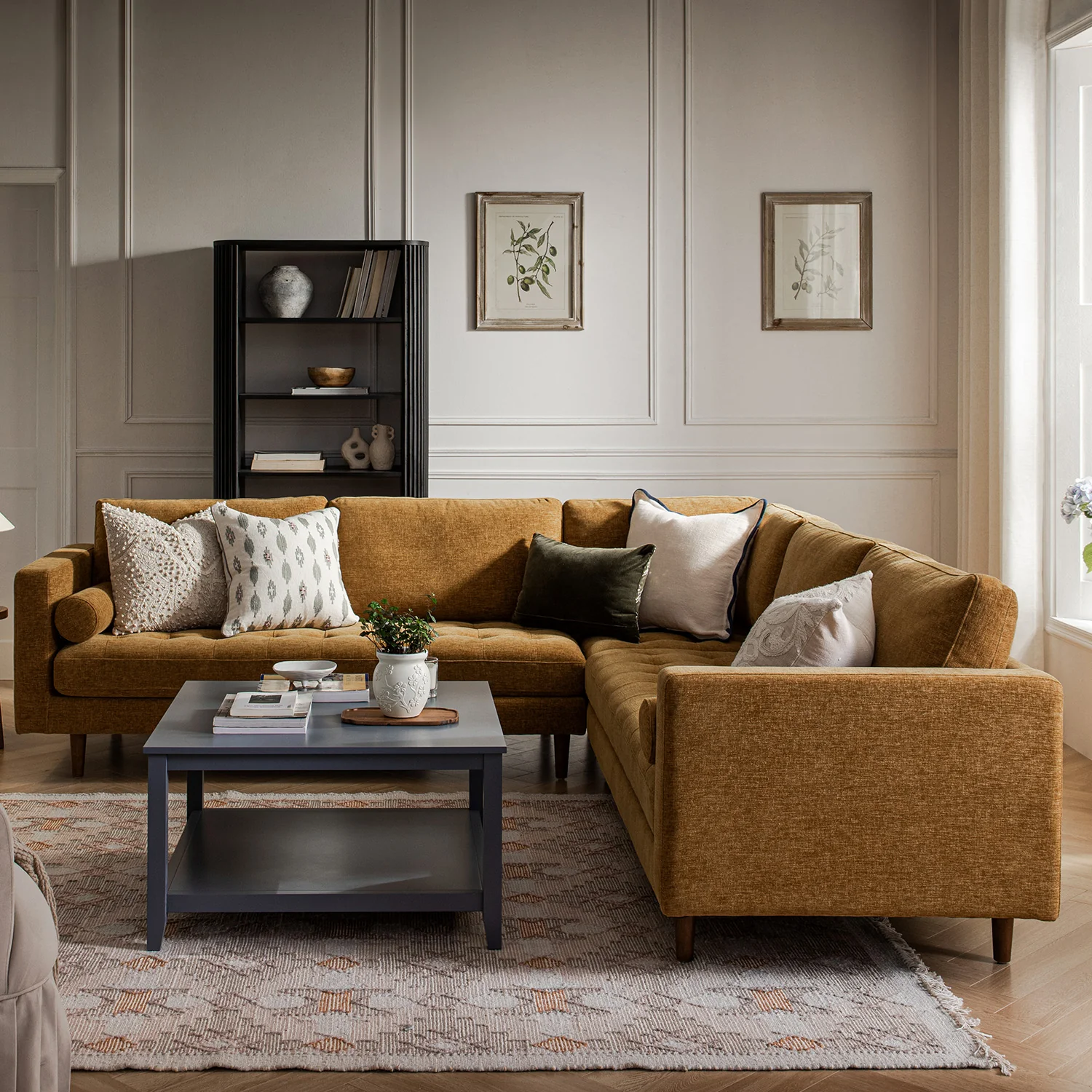 Henrietta 5+Seater Corner Sofa, Spiced Honey Chenille - Image 3