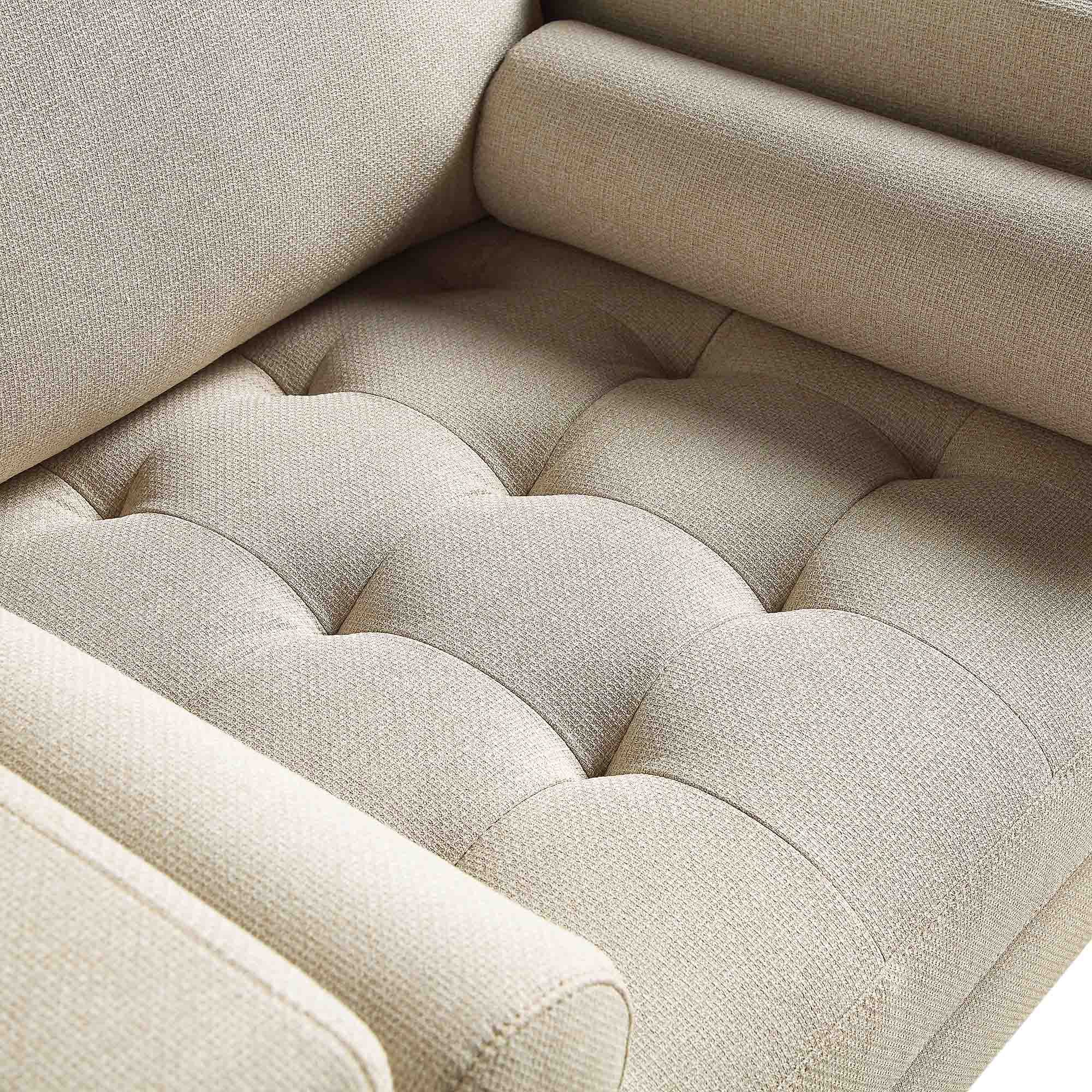 Henrietta Armchair, Beige Woven Fabric - Image 11