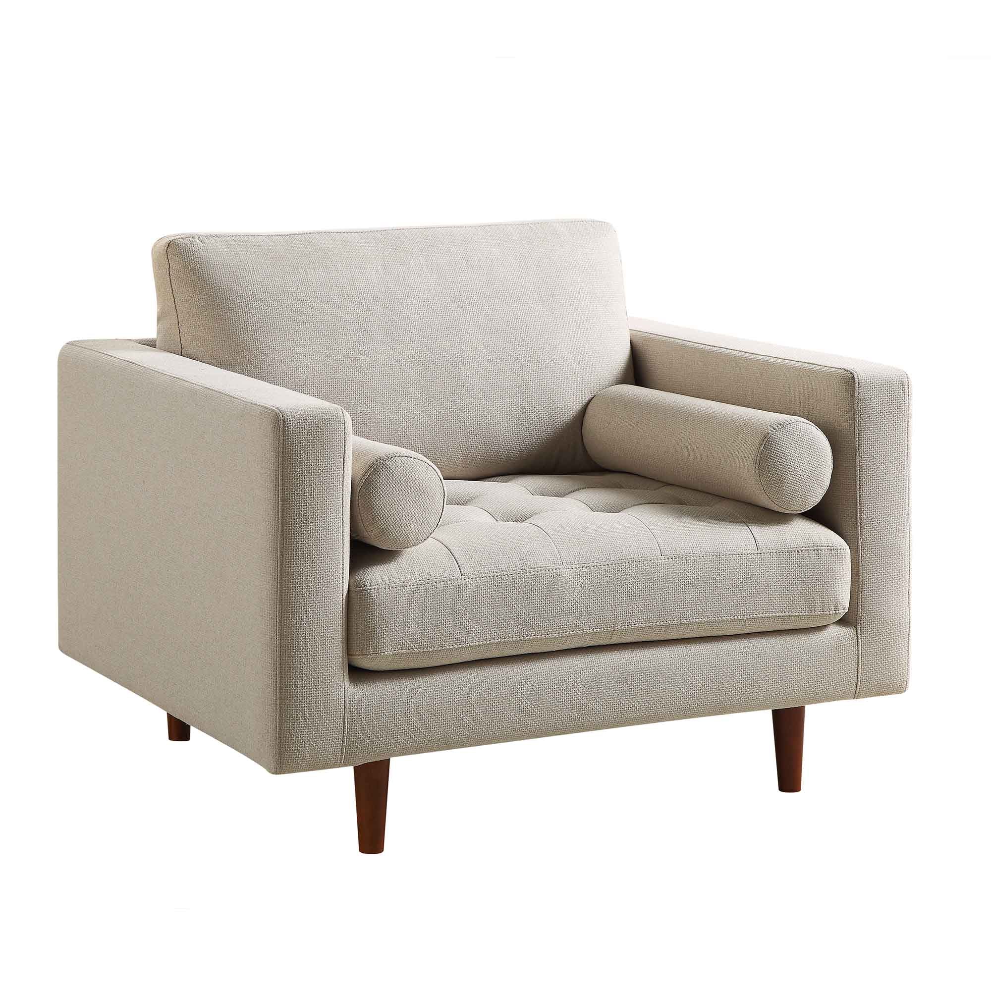 Henrietta Armchair, Beige Woven Fabric - Image 5