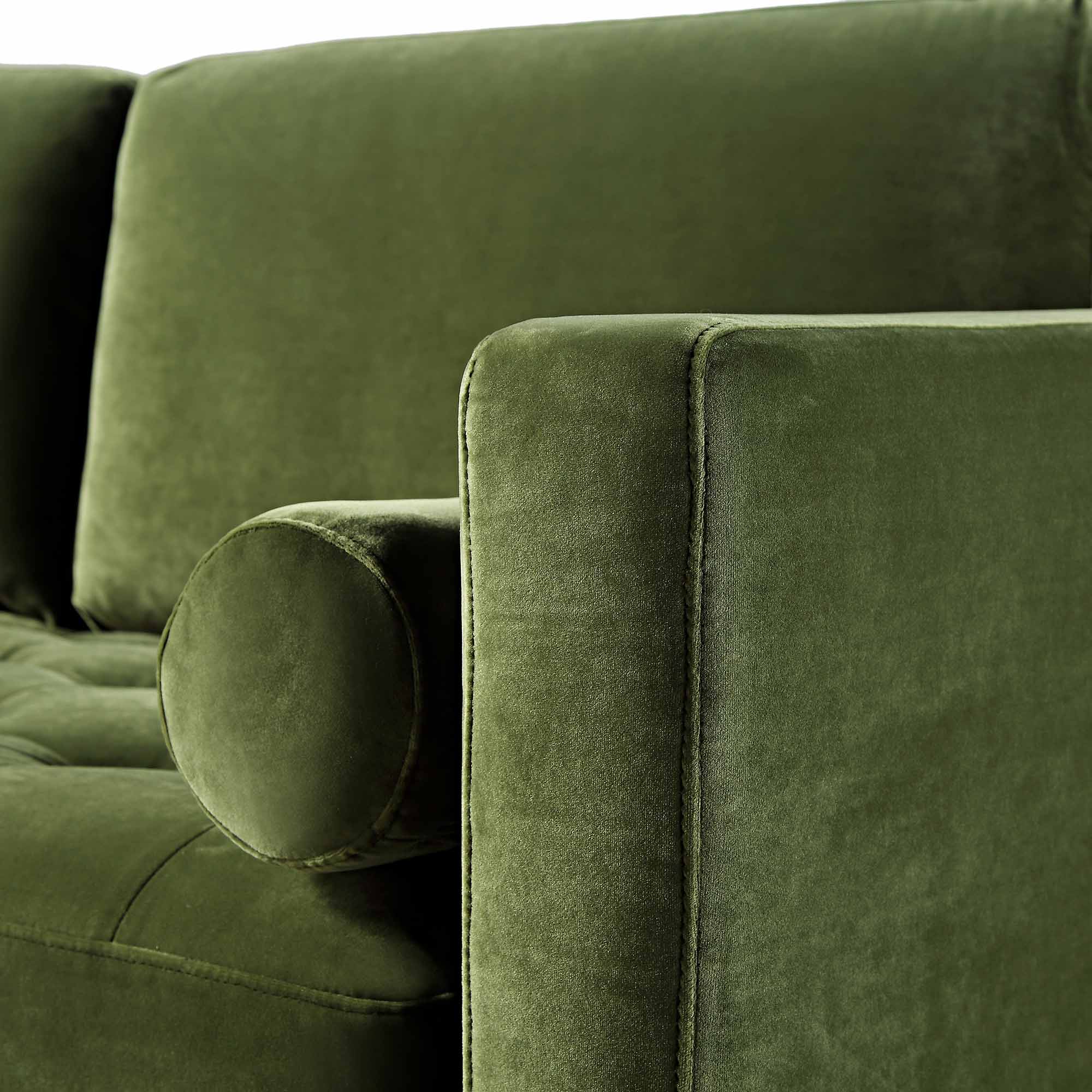 Henrietta Moss Green Velvet Grand 4-Seater Chaise End Sofa, Left Hand Facing - Image 13