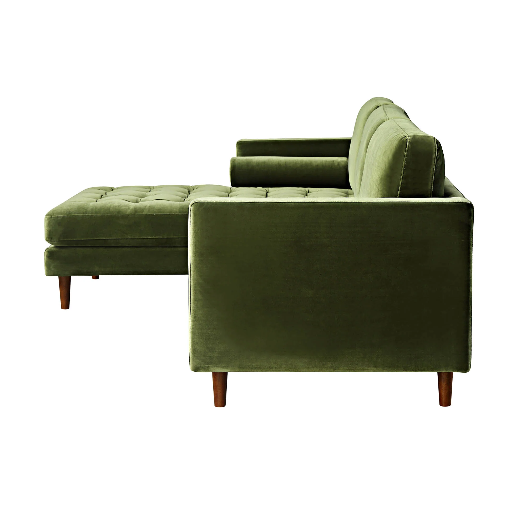 Henrietta Moss Green Velvet Grand 4-Seater Chaise End Sofa, Left Hand Facing - Image 9