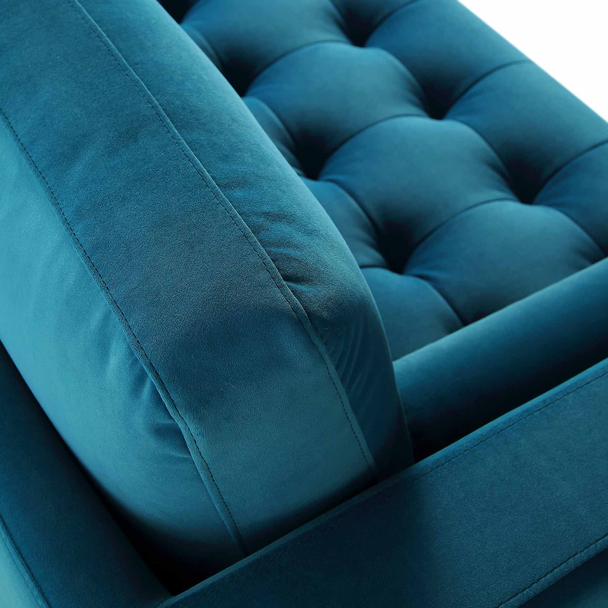 Henrietta Teal Velvet Grand 4-Seater Chaise End Sofa, Left Hand Facing - Image 10