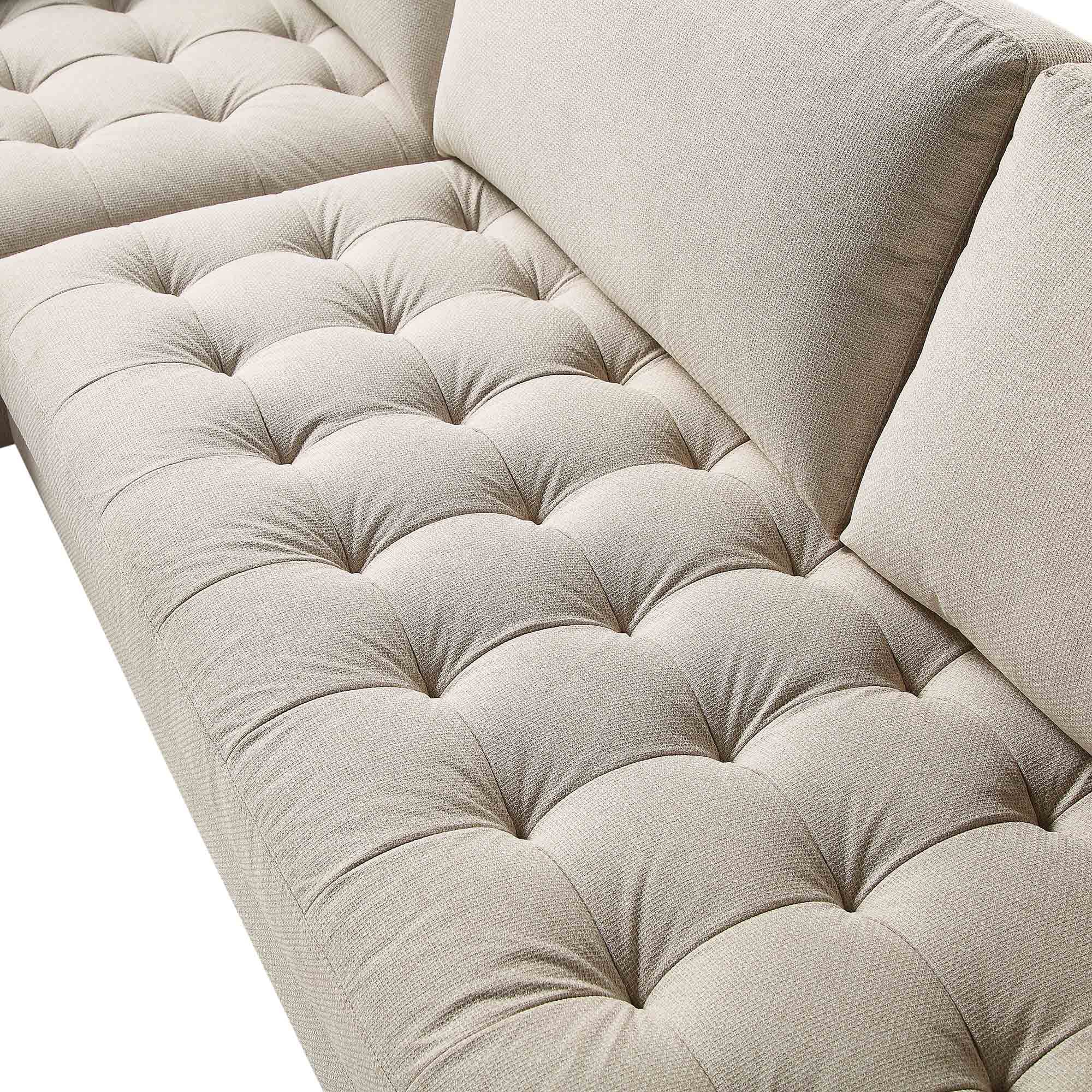 Henrietta Beige Woven Fabric Grand 4-Seater Chaise End Sofa, Right Hand Facing - Image 8
